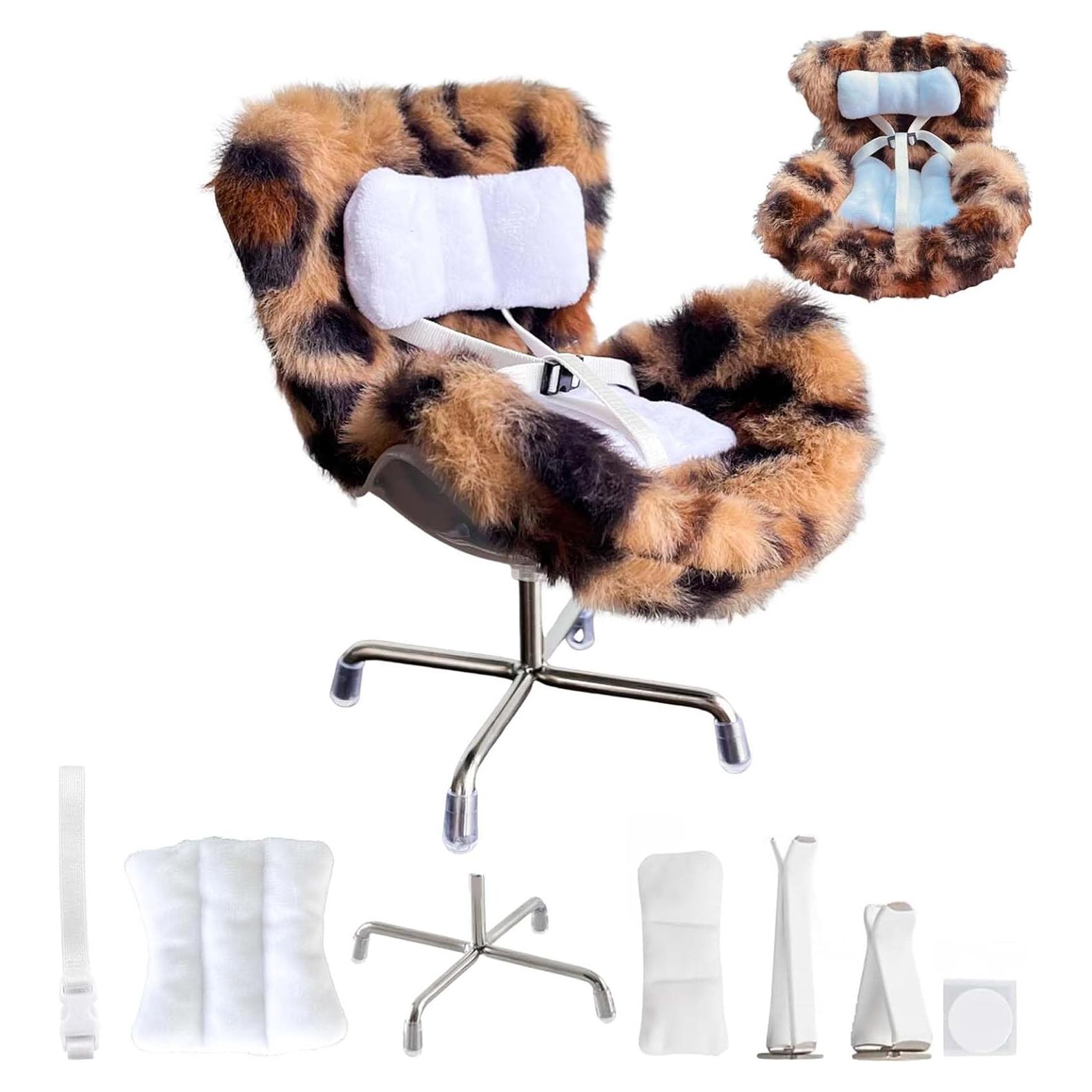 Asiento de Auto para Muñecas Genérico Leopardo con Cojín Suave