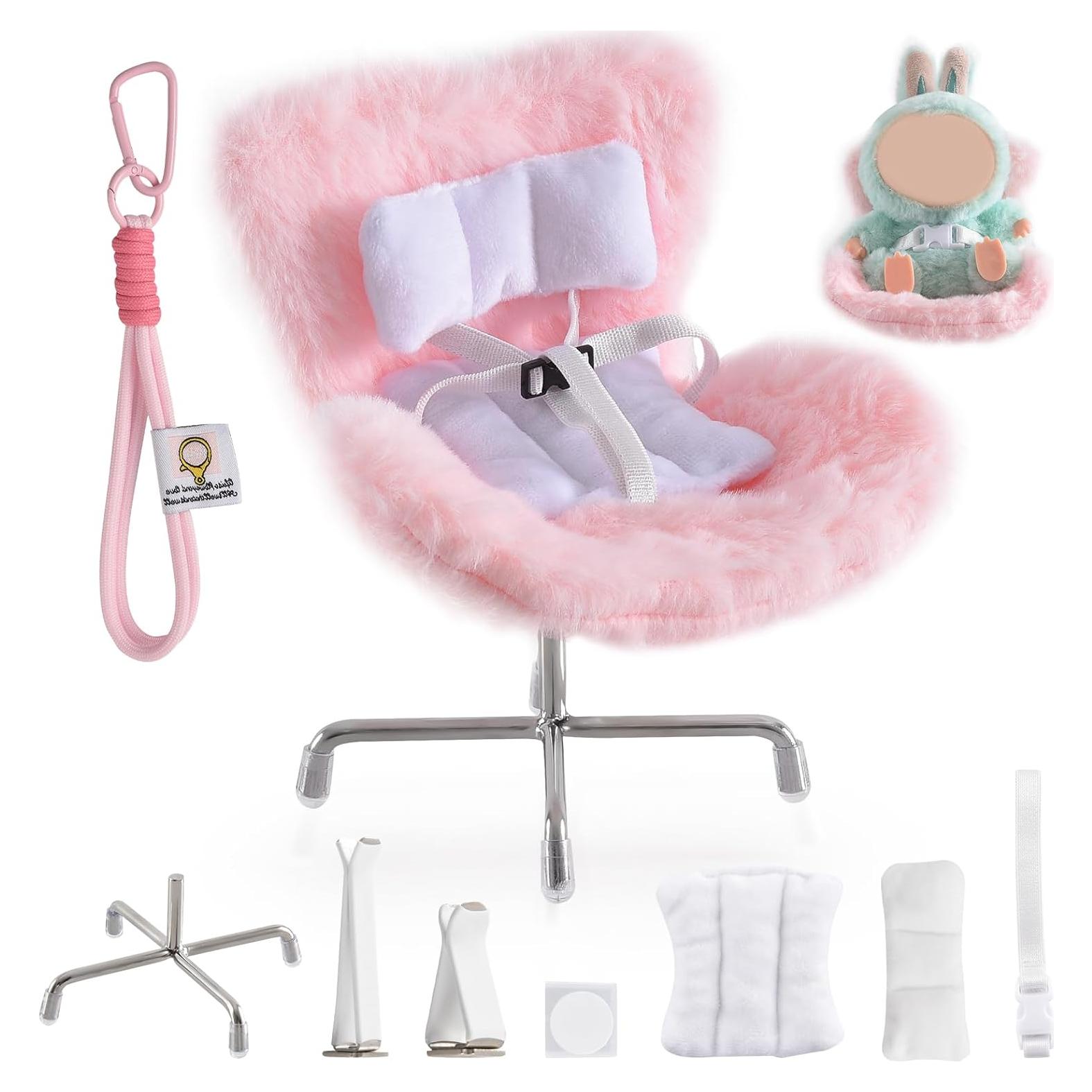 Asiento de Coche para Muñecas Ciunura Rosa 17cm con Clip