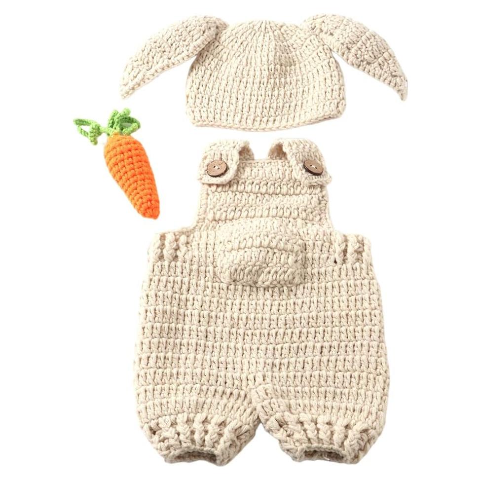 Conjunto de Disfraz de Conejito de Ganchillo BxuanW para Bebés