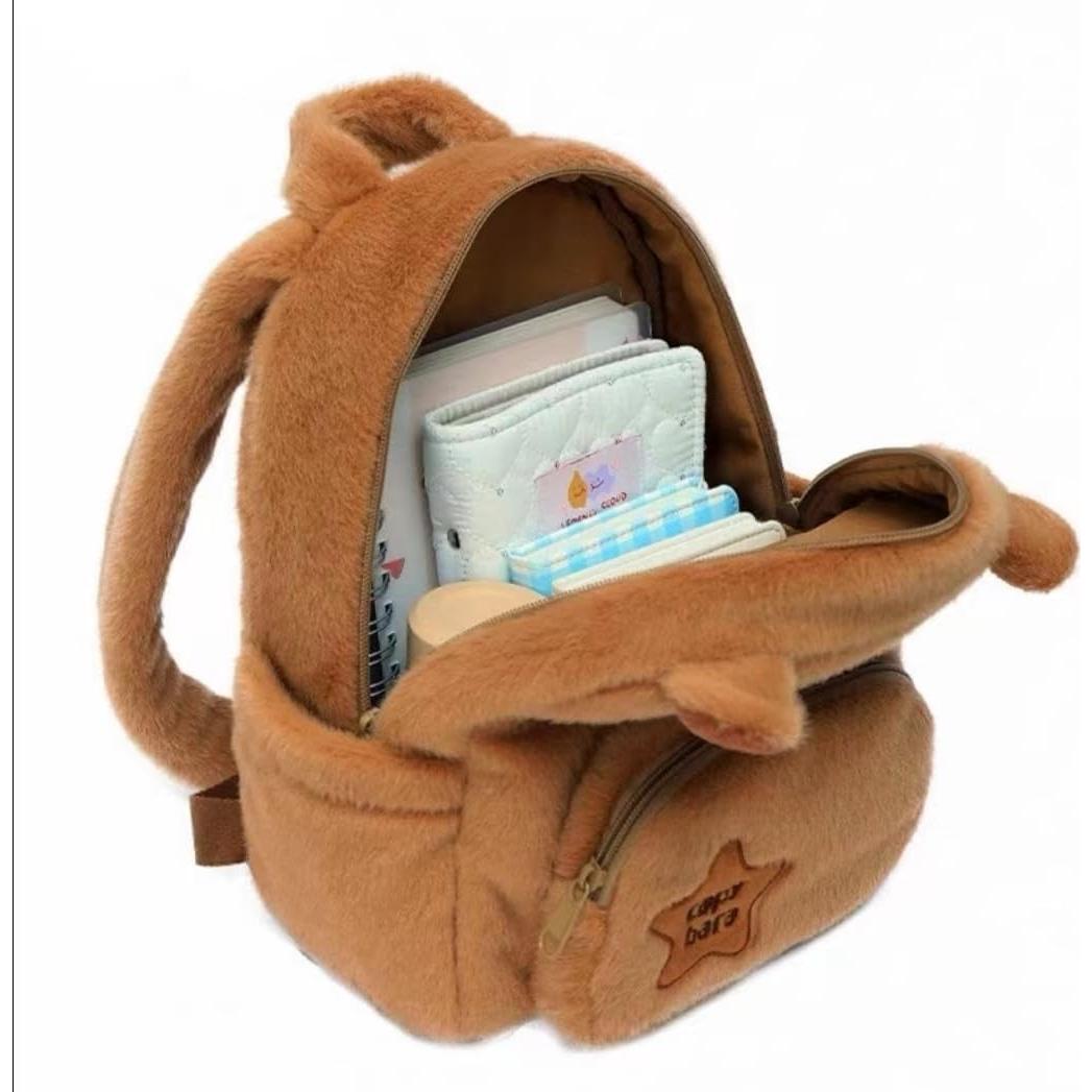 Mochila de Peluche Capibara Multifuncional 24x11x30cm