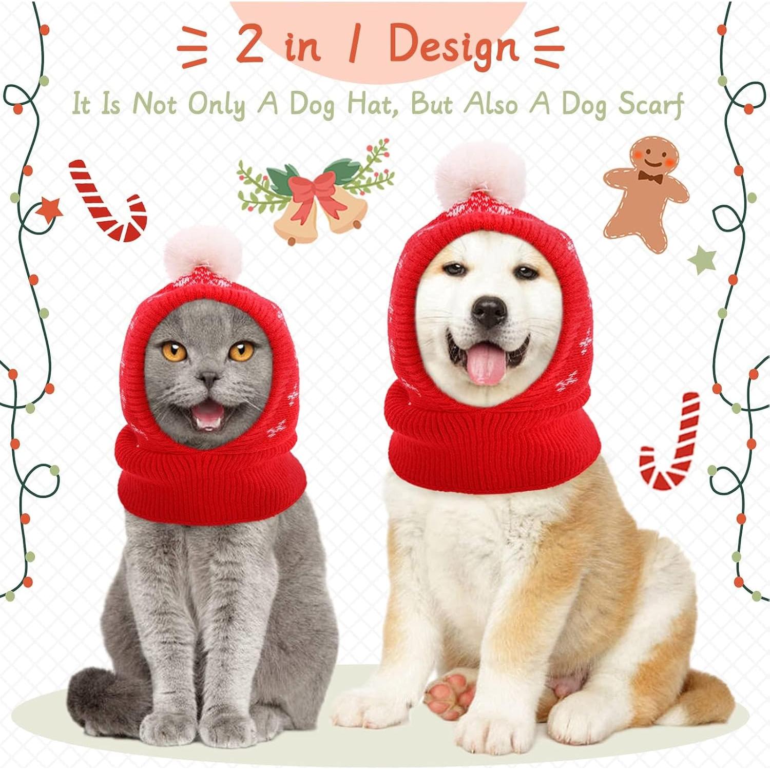 Sombrero de Invierno para Perros Kuoser - Gorro Navidad Rojo