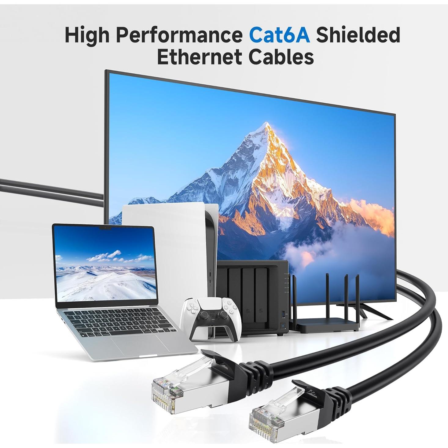 Cable Ethernet Cat 6A Blindado 0.3m Cable Matters Negro