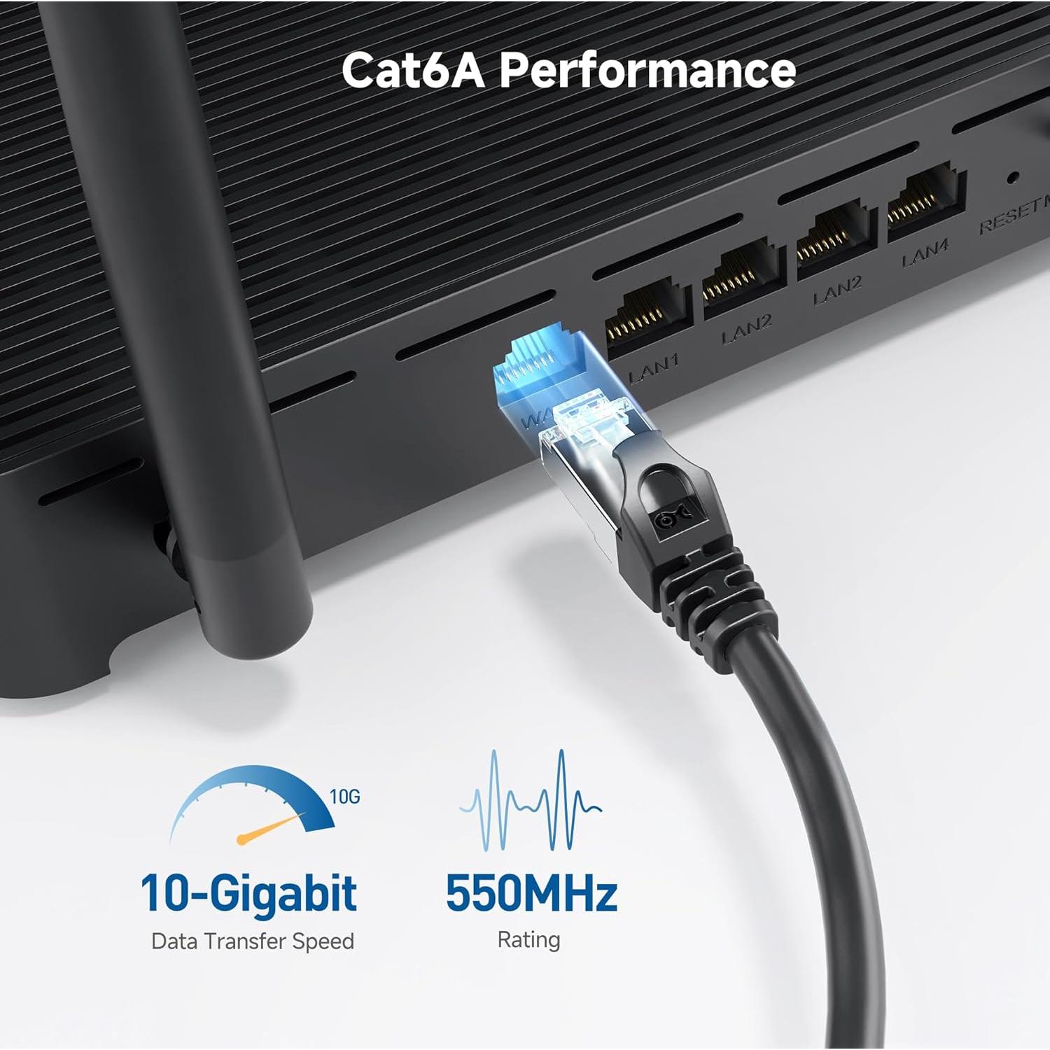 Cable Ethernet Cat 6A Blindado 0.3m Cable Matters Negro