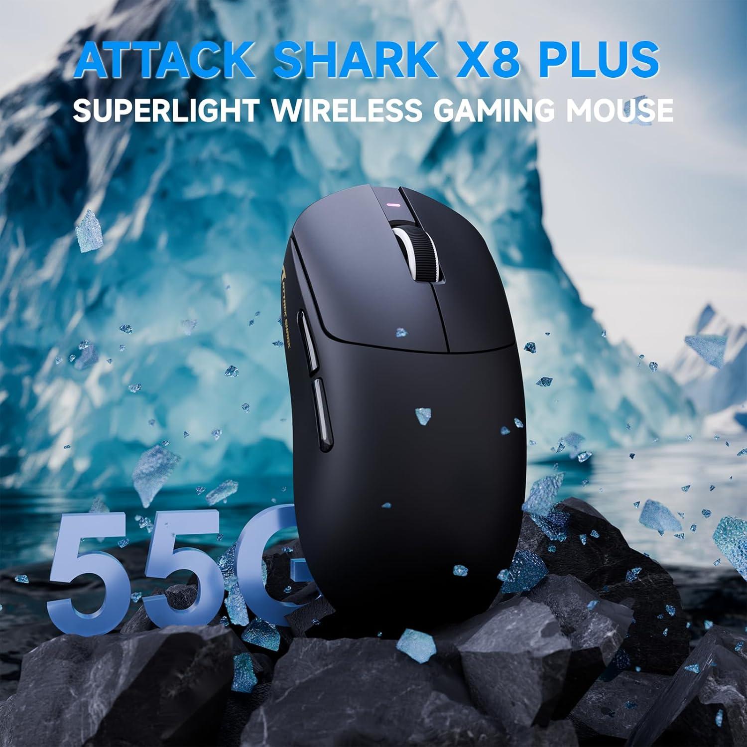 Ratón Gaming Inalámbrico ATTACK SHARK X8Plus 55g 40K DPI