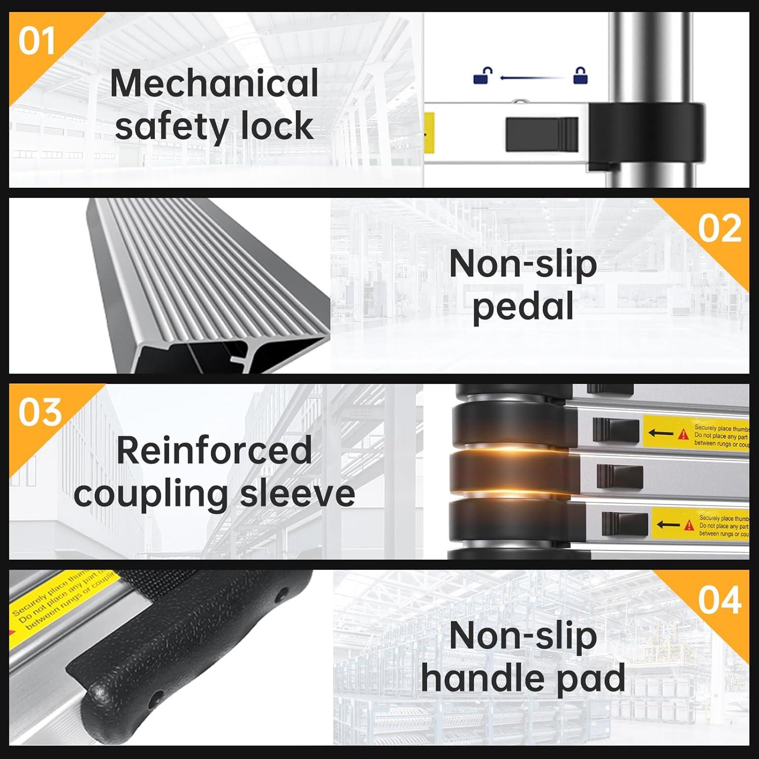 Escalera Telescópica ZenAscend 2.01m Plegable Ligera 150kg