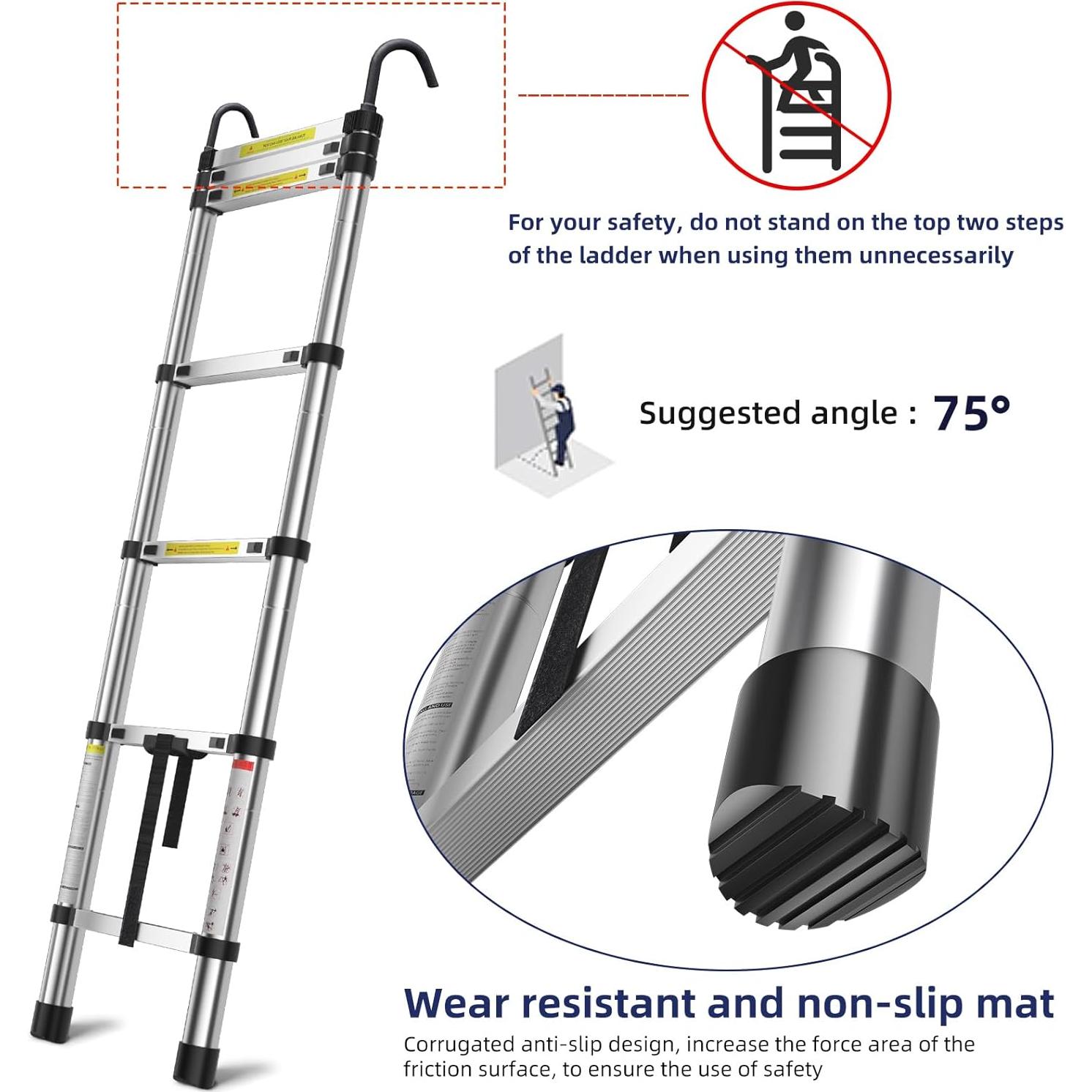Escalera Telescópica ZenAscend 2.01m Plegable Ligera 150kg