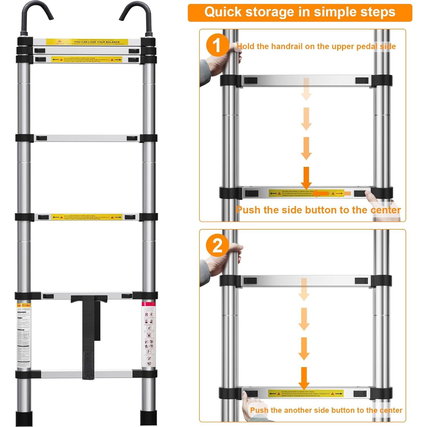 Escalera Telescópica ZenAscend 2.01m Plegable Ligera 150kg