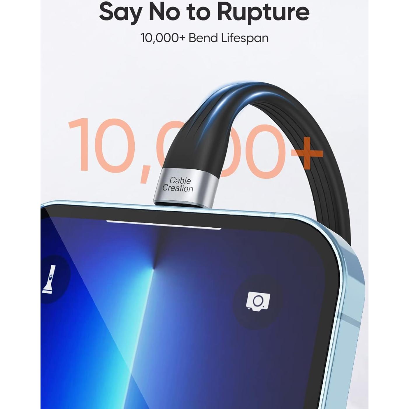 Cable USB a Lightning CableCreation 0.15m MFi - Paquete de 2