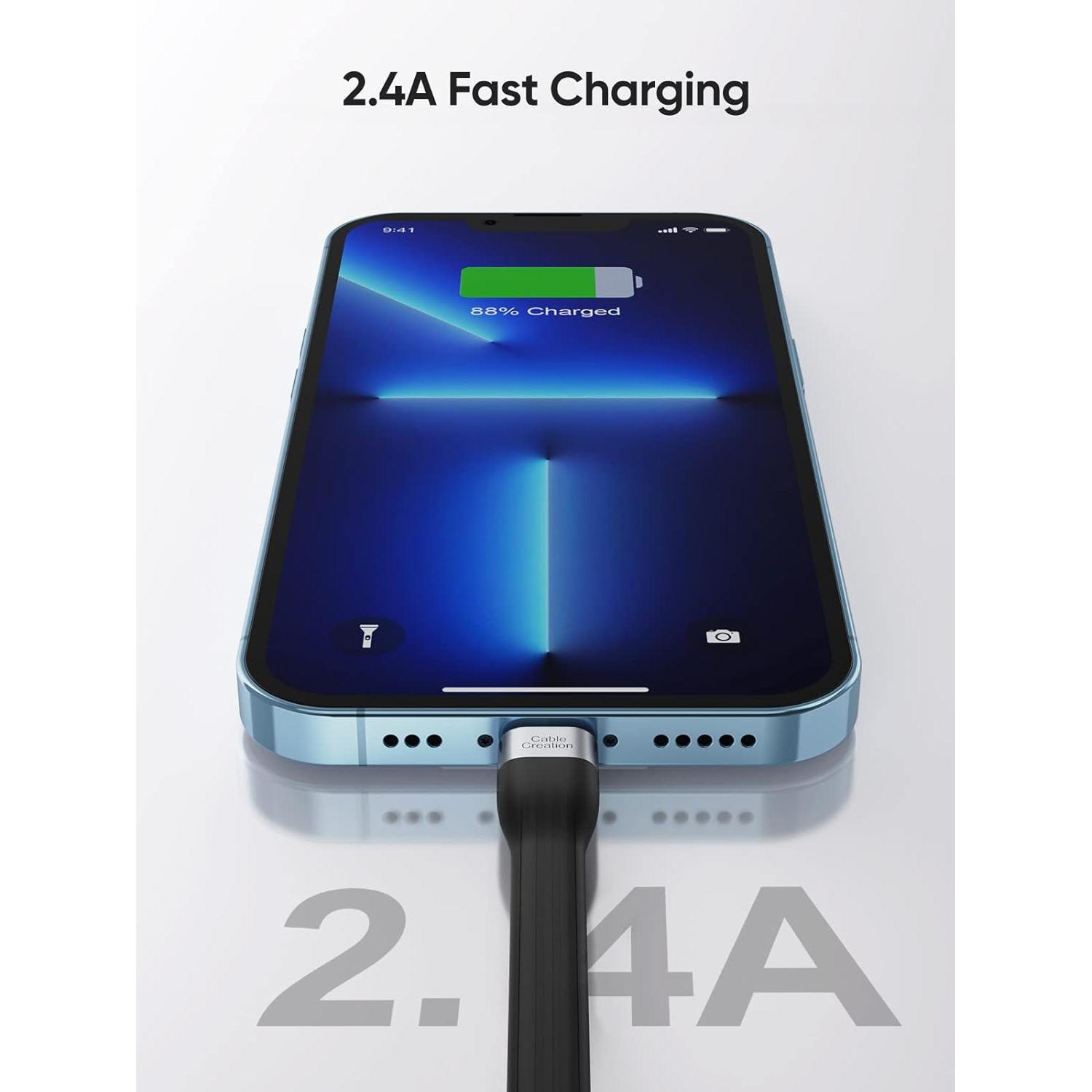 Cable USB a Lightning CableCreation 0.15m MFi - Paquete de 2