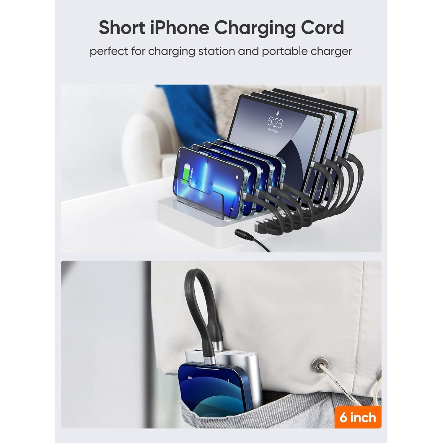 Cable USB a Lightning CableCreation 0.15m MFi - Paquete de 2