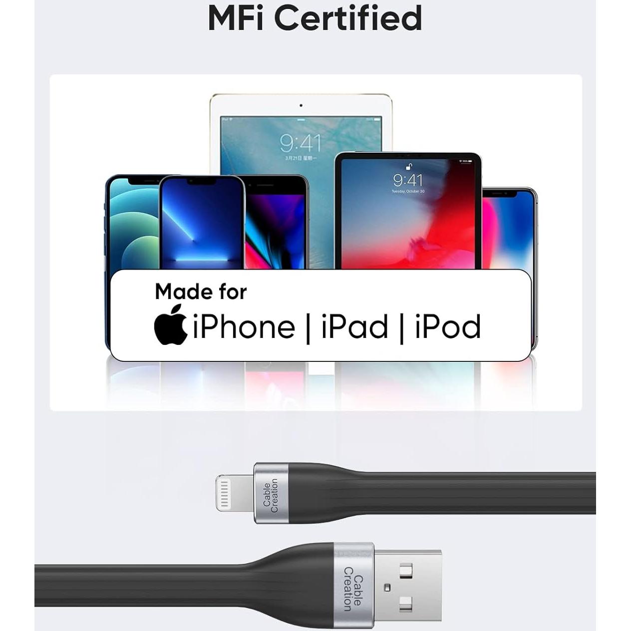 Cable USB a Lightning CableCreation 0.15m MFi - Paquete de 2