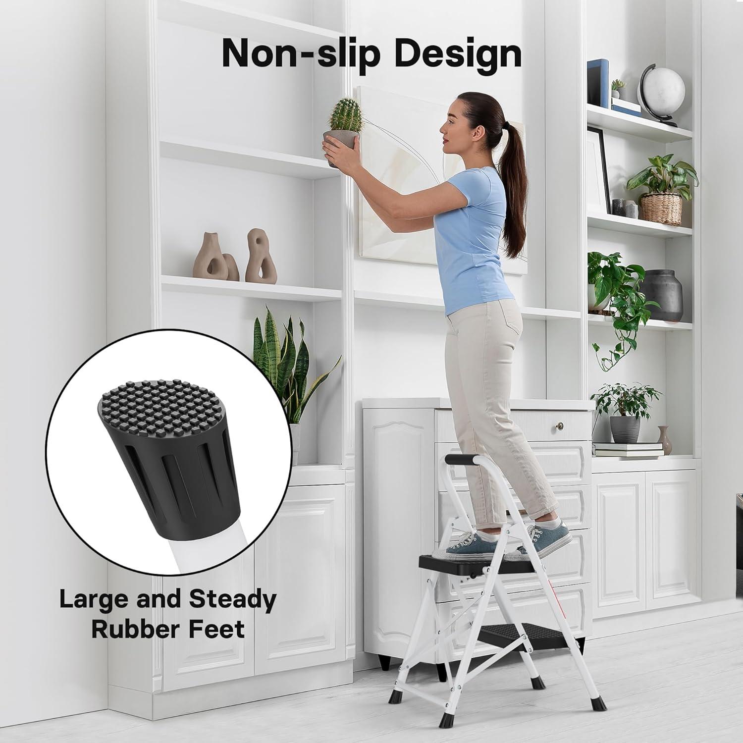 Escalera Plegable BONTEC 2 Peldaños 272kg Antideslizante