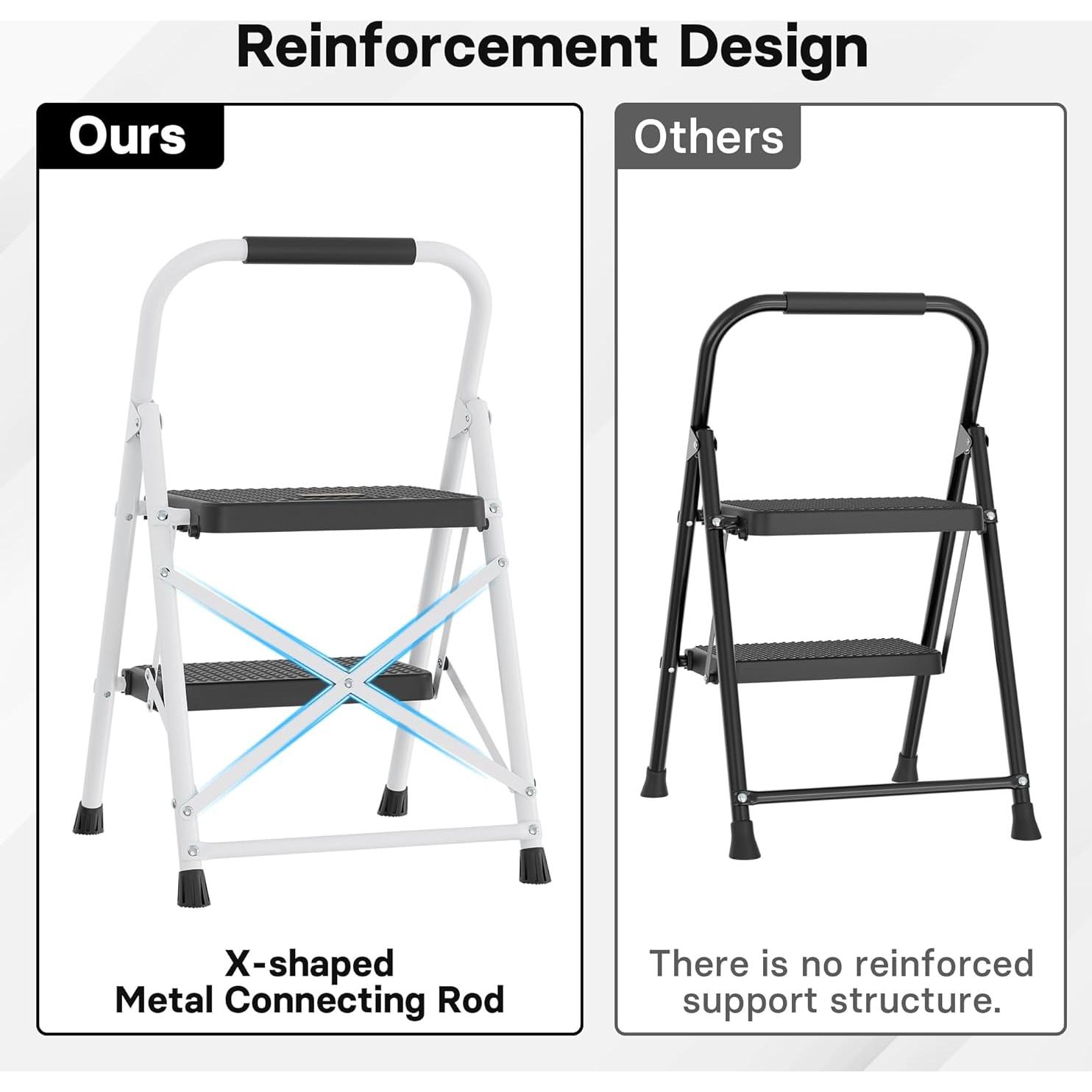 Escalera Plegable BONTEC 2 Peldaños 272kg Antideslizante
