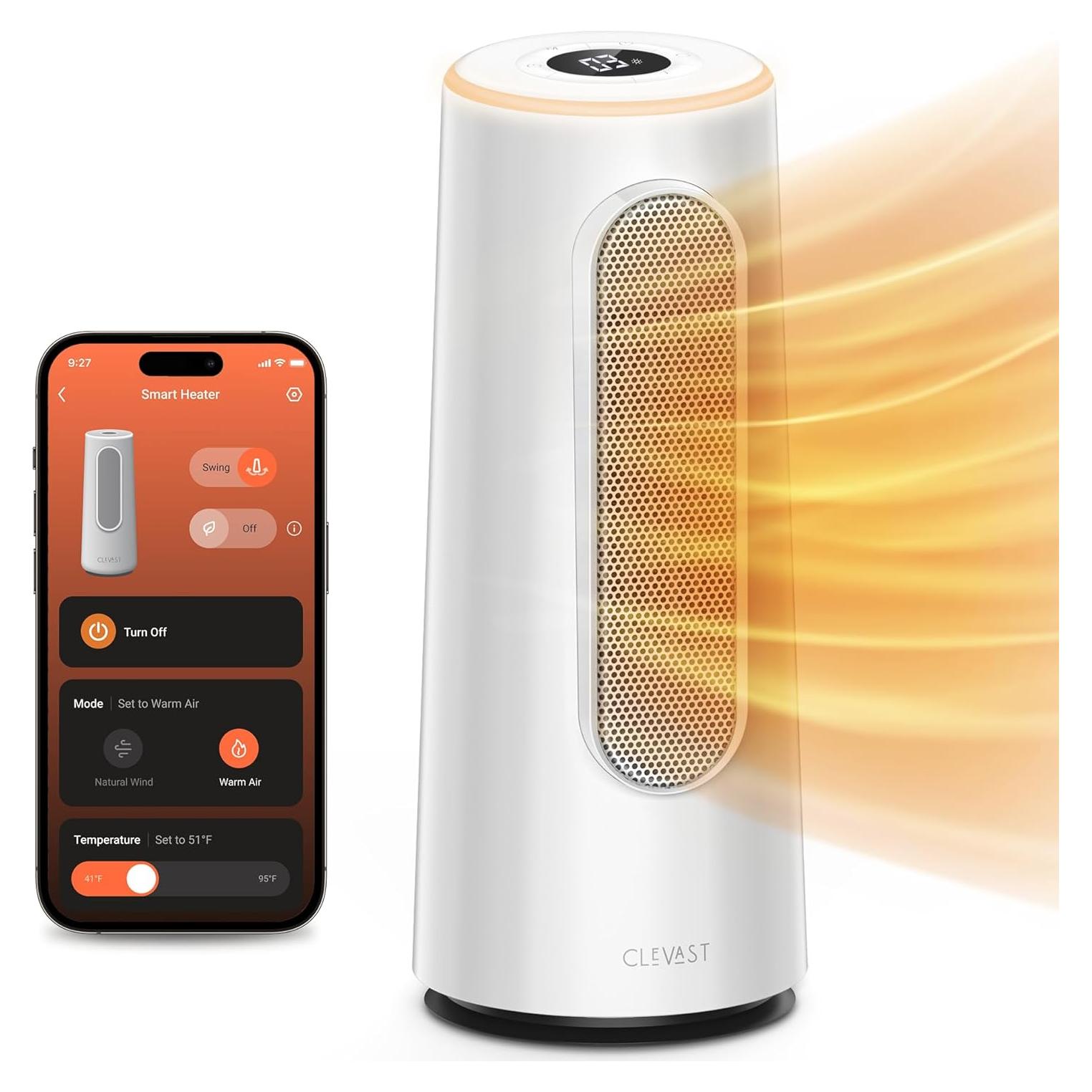 Calefactor Eléctrico CLEVAST CL-EH01 1500W Portátil con Termostato