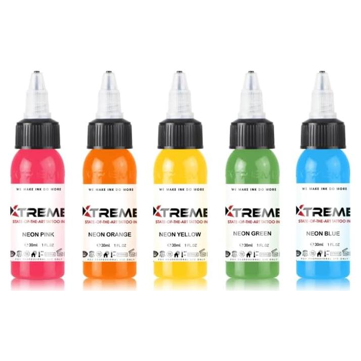 Conjunto de Tintas Neón Xtreme 5 Colores 15 ml Veganas