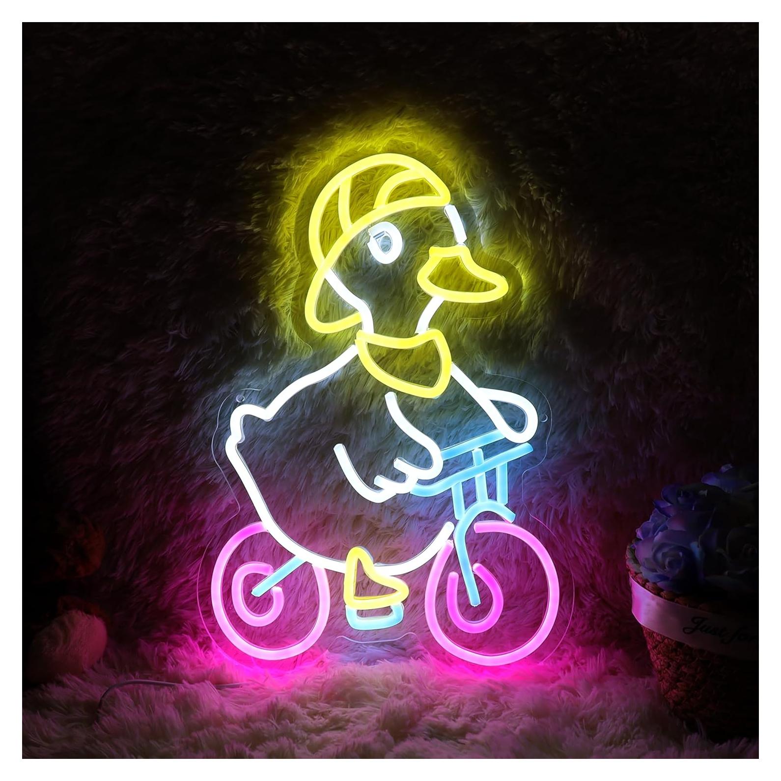 Luz de Neón LED Pato Montando Bicicleta HeyLEDNeoN 40.9x28.7cm