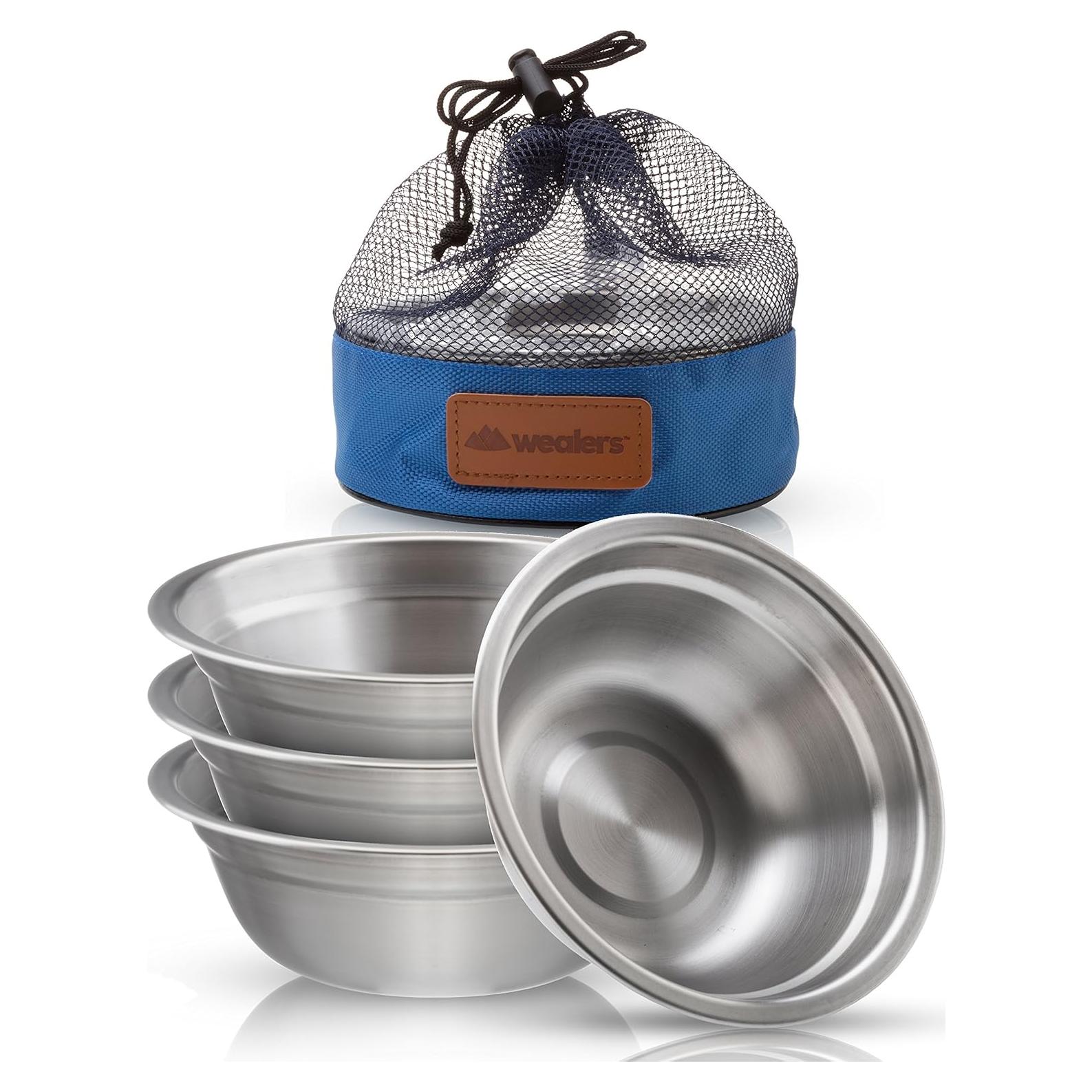 Juego de Cuencos de Acero Inoxidable Wealers 4 Piezas 15.24 cm