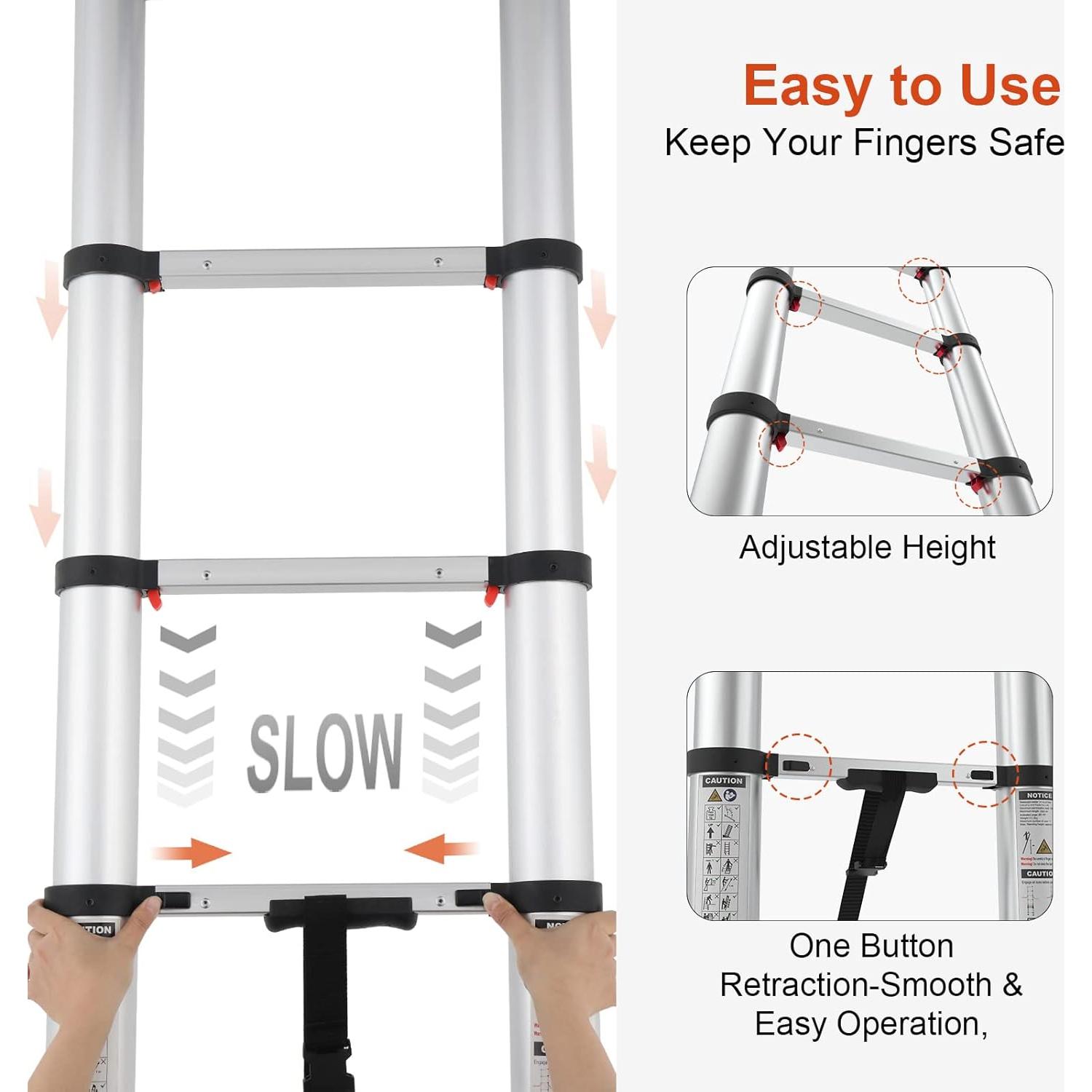 Escalera Telescópica ESCALERAS LUIS 3.81m Aluminio Plegable