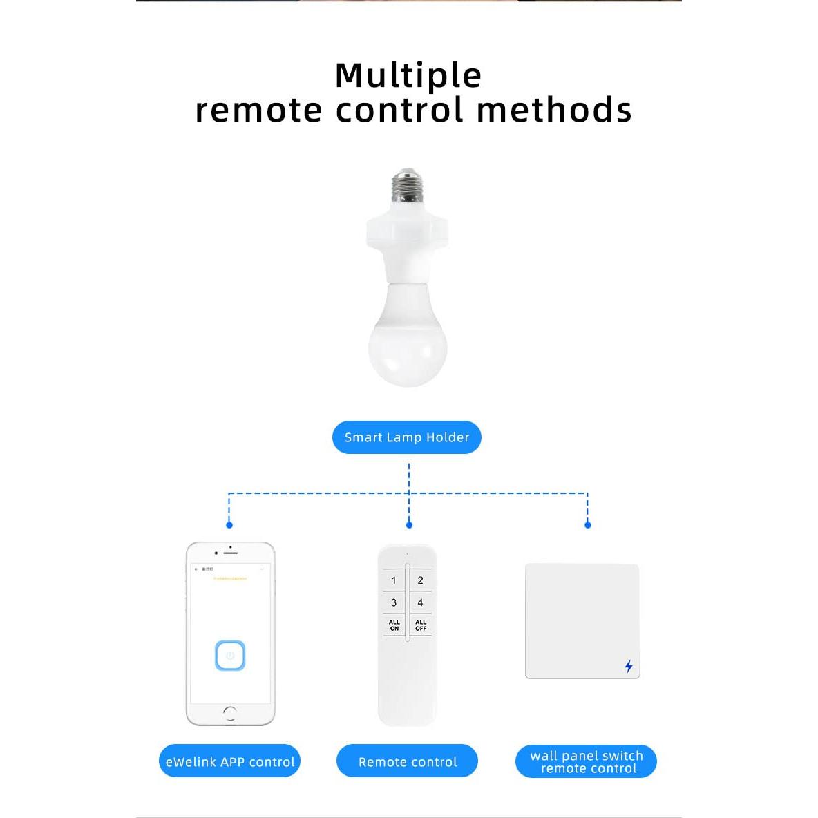 Portalámparas Inteligente QIACHIP eWeLink Wi-Fi E26 E27