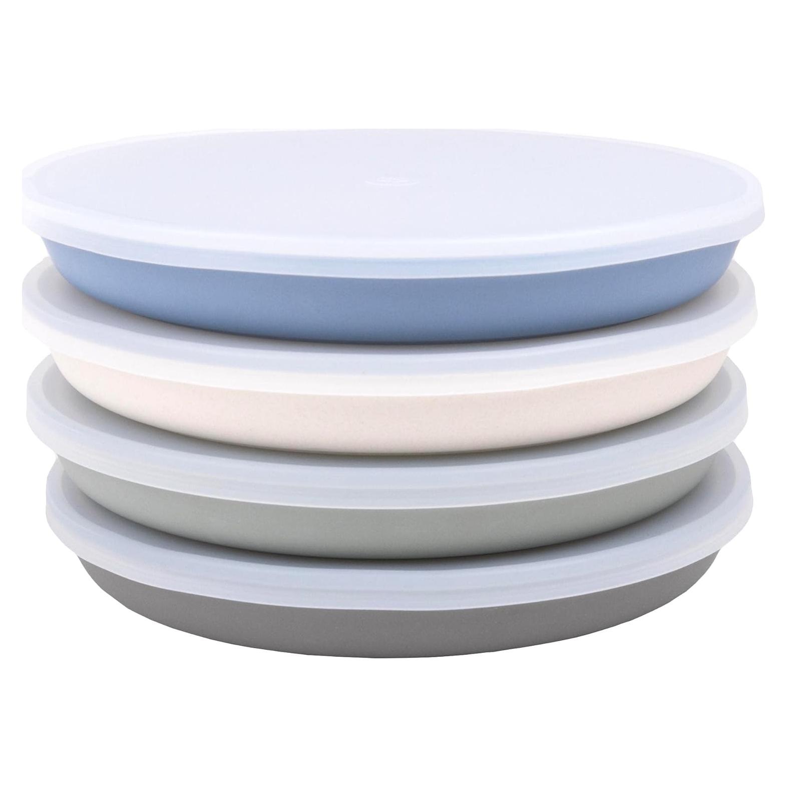 Set de 4 Platos de Bambú WeeSprout con Tapa Silicona