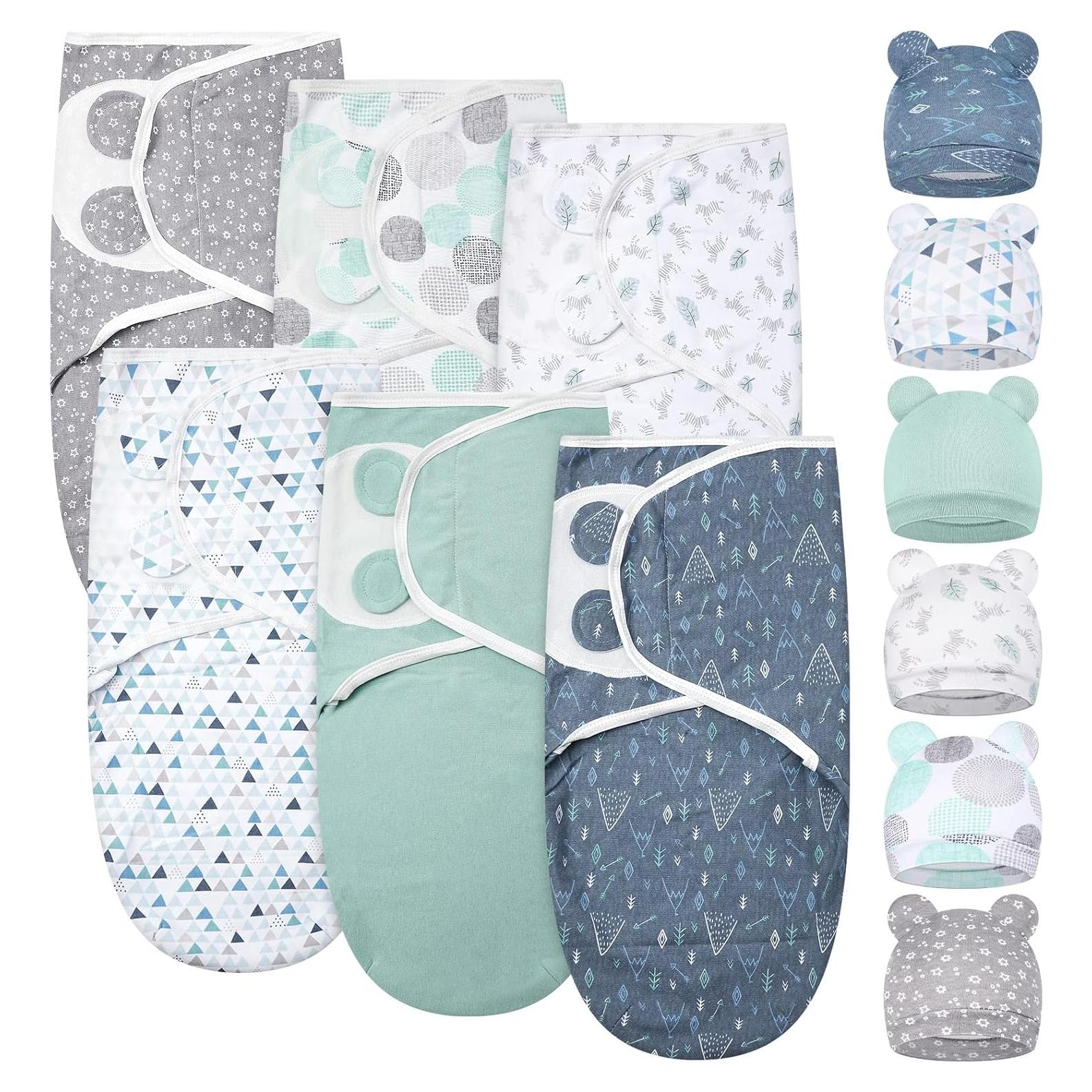 Paquete de 6 Mantitas de Envolver Bebé Ramede Algodón 73x50cm