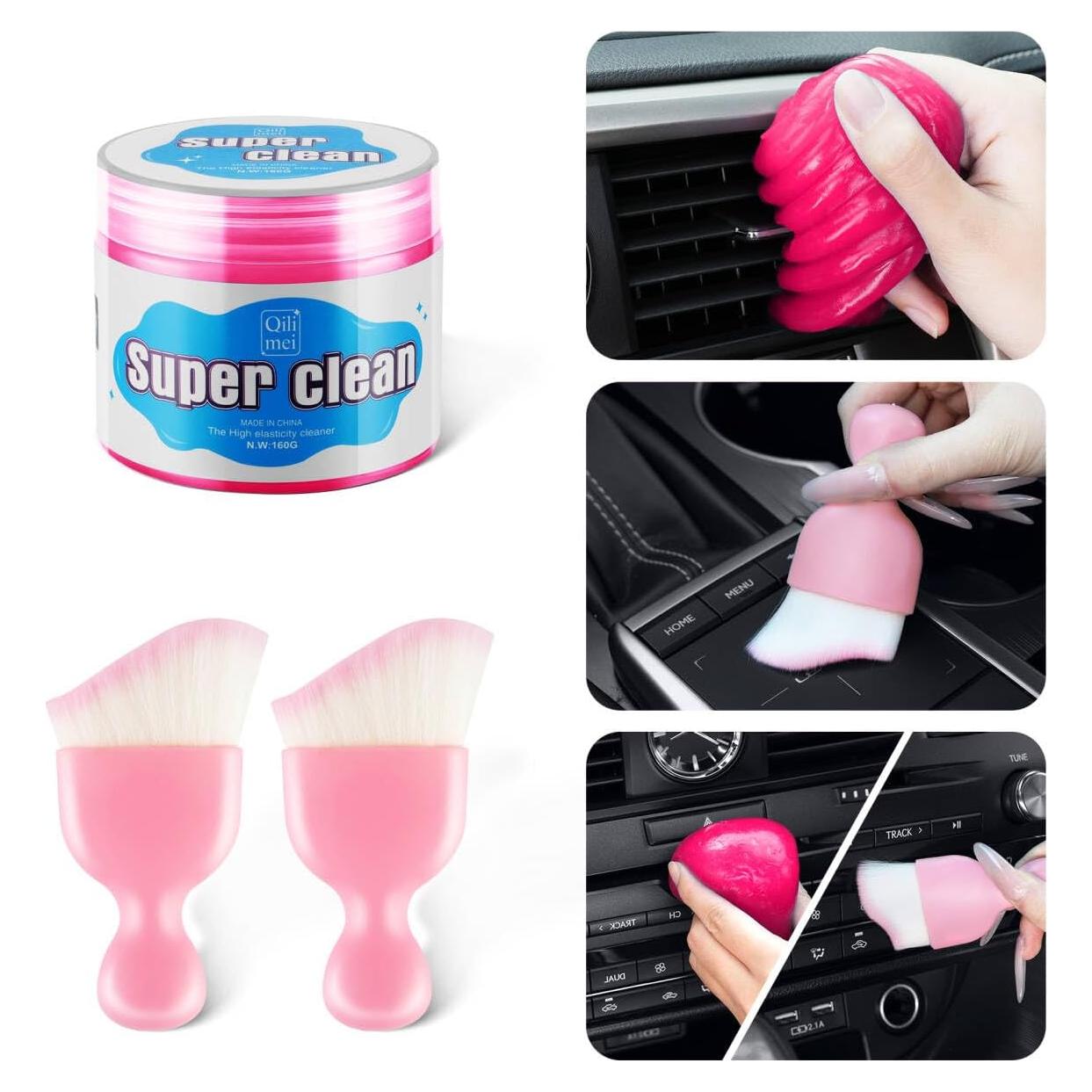 Kit de Limpieza de Autos SINGARO con Gel y 2 Cepillos Detalle