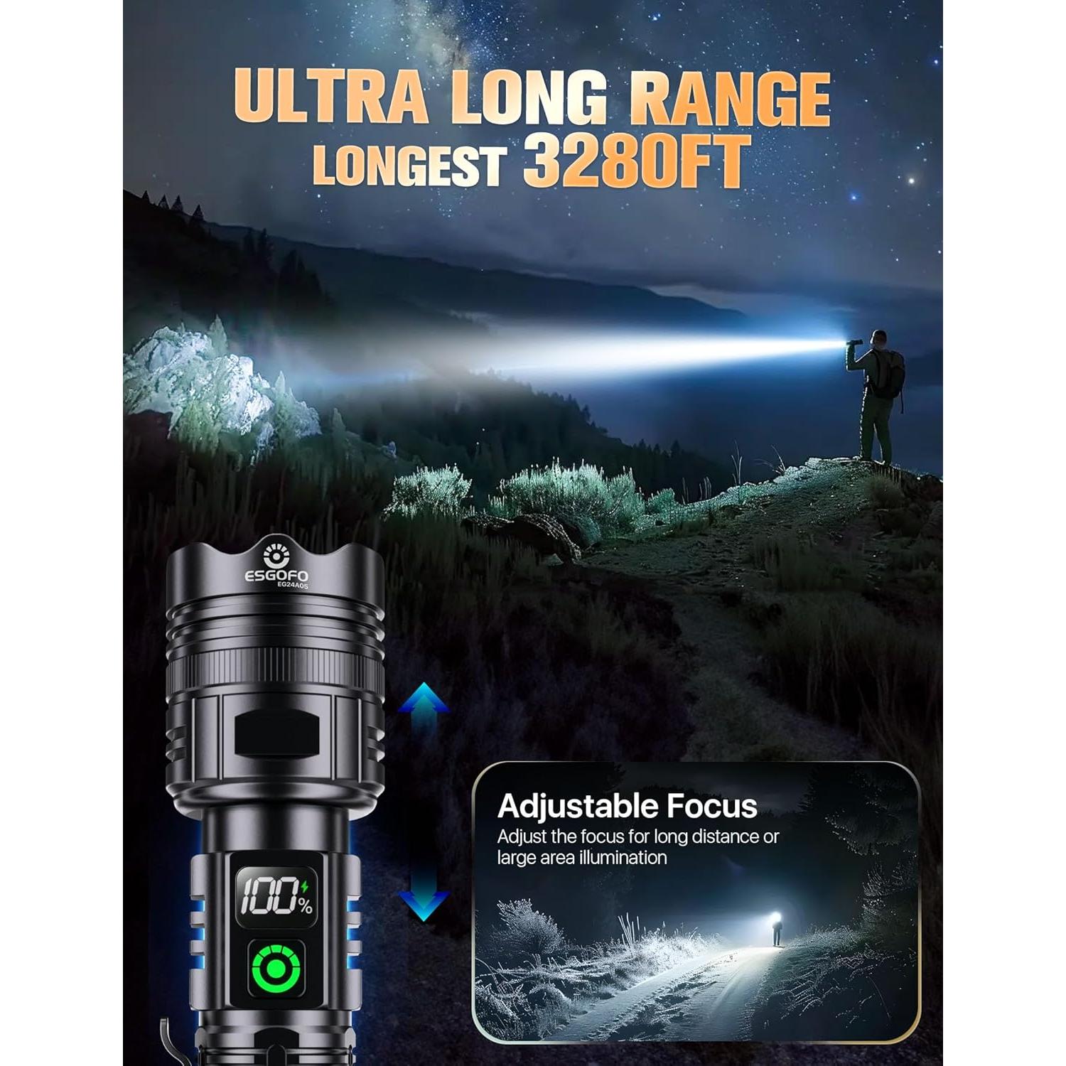 Linterna LED Recargable ESGOFO EG24A05 2000 Lúmenes USB C