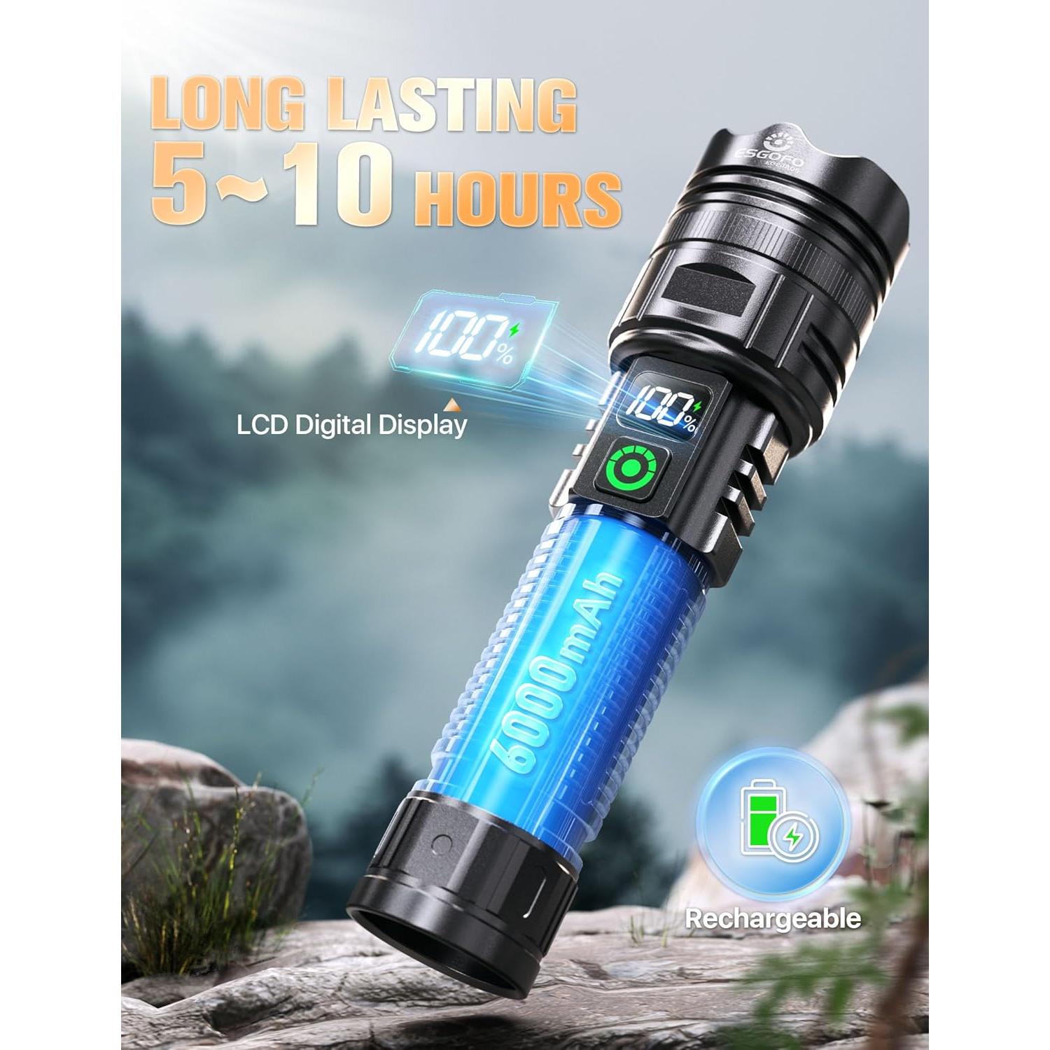 Linterna LED Recargable ESGOFO EG24A05 2000 Lúmenes USB C