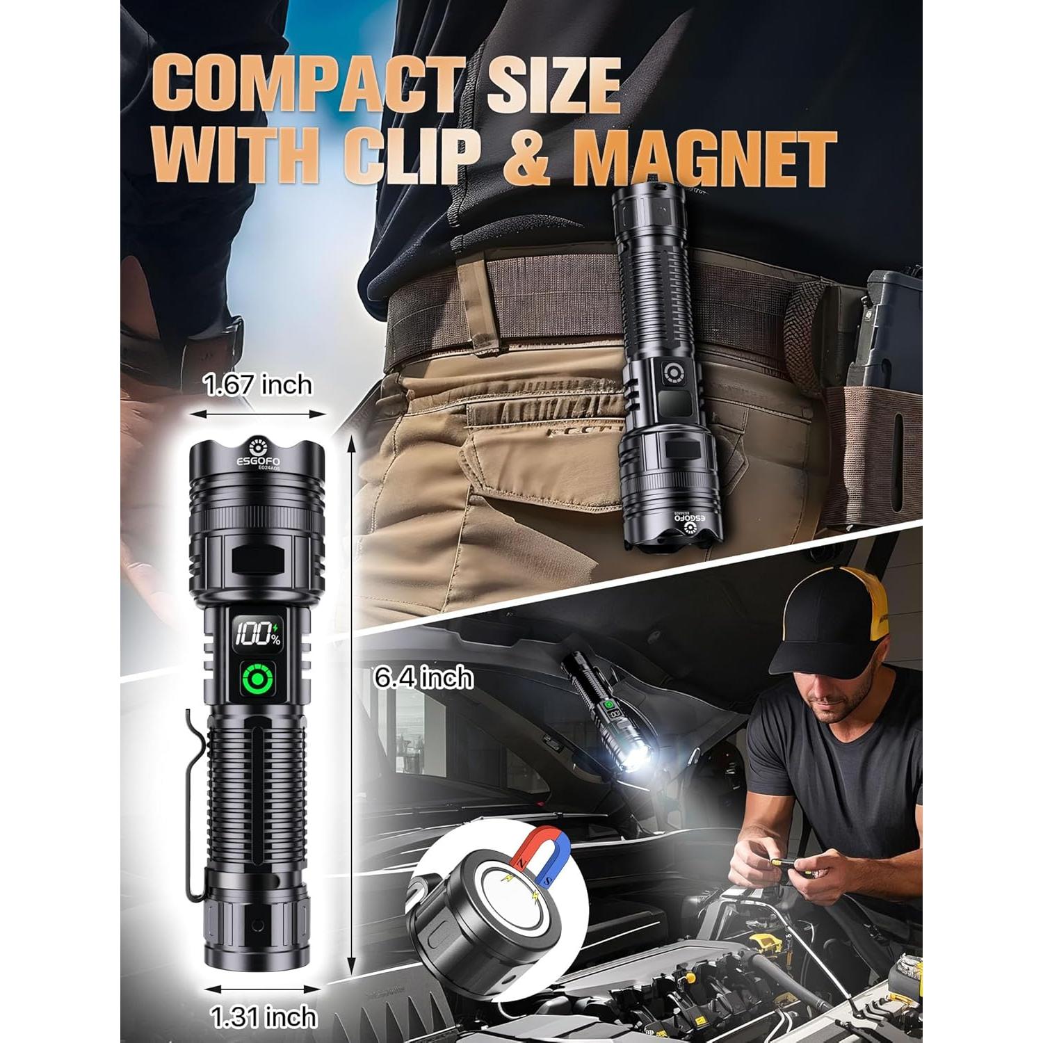 Linterna LED Recargable ESGOFO EG24A05 2000 Lúmenes USB C