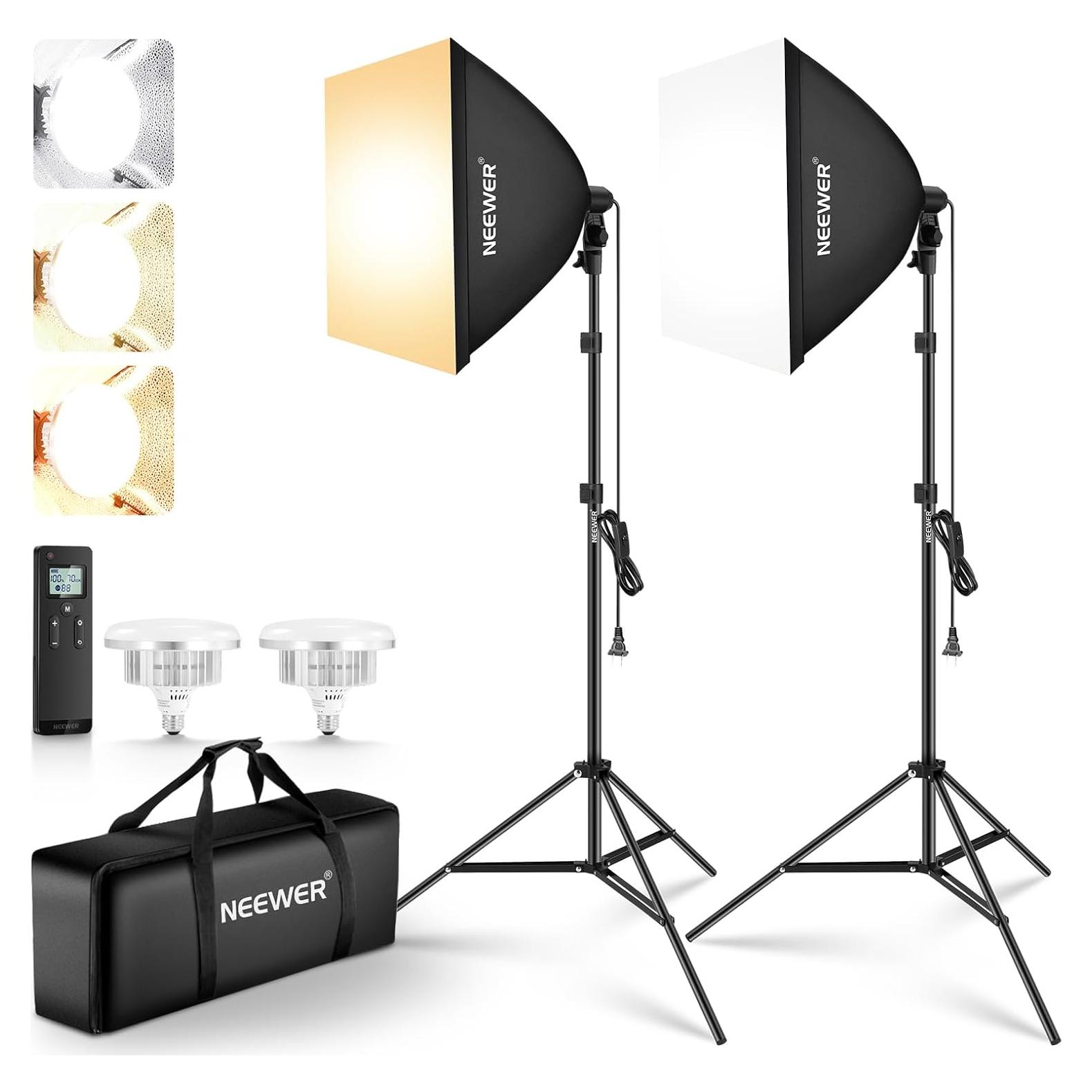 Kit de Iluminación Softbox NEEWER NK103 con Bombillas LED 45W