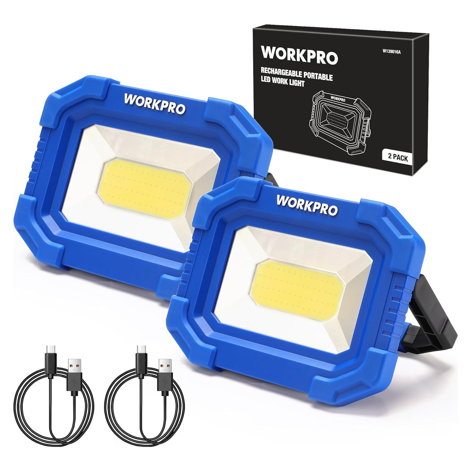 Luz de Trabajo LED WORKPRO 2000LM Recargable 4 Modos