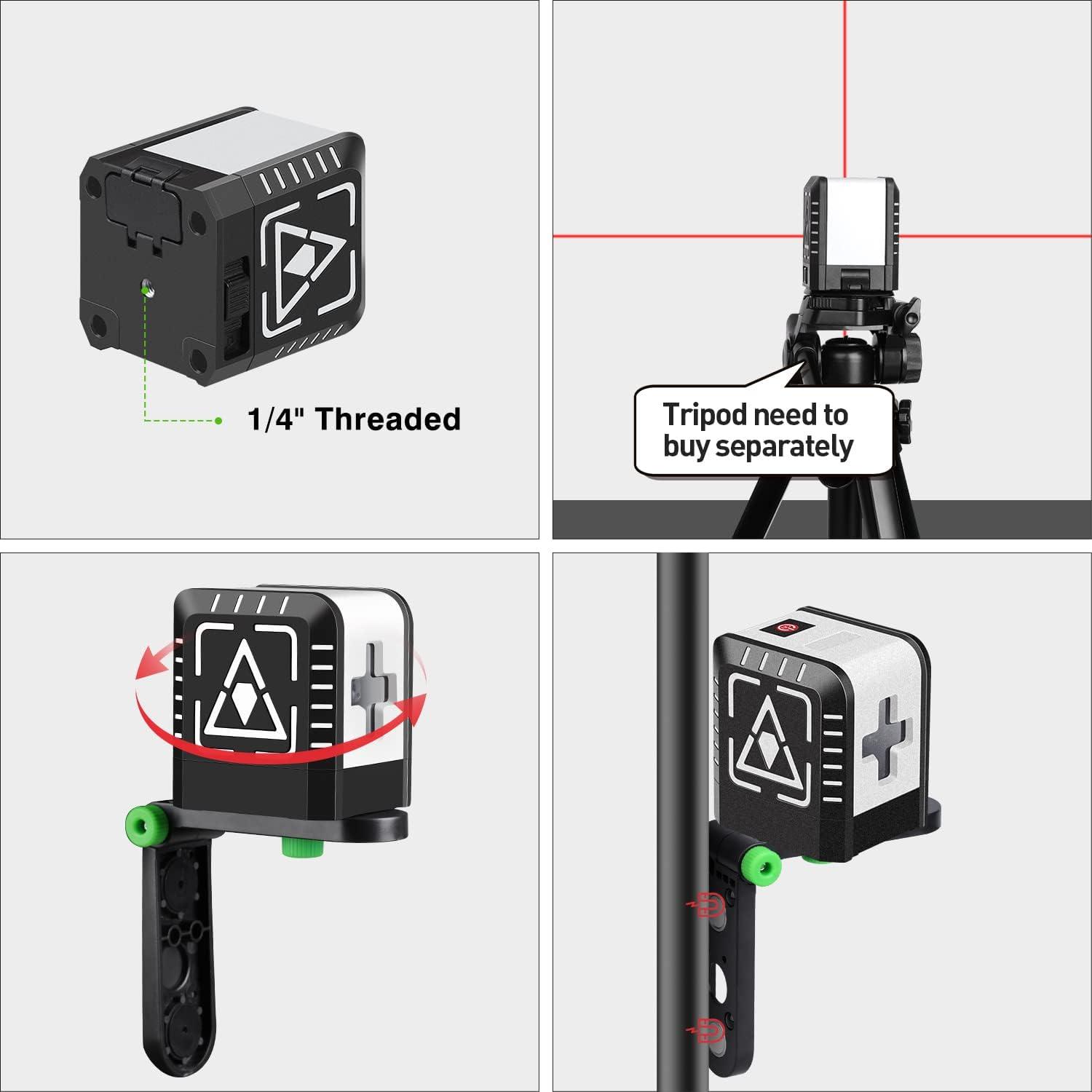 Nivel Láser Autonivelante LEERCHUANG Rojo 360° con Base Magnética