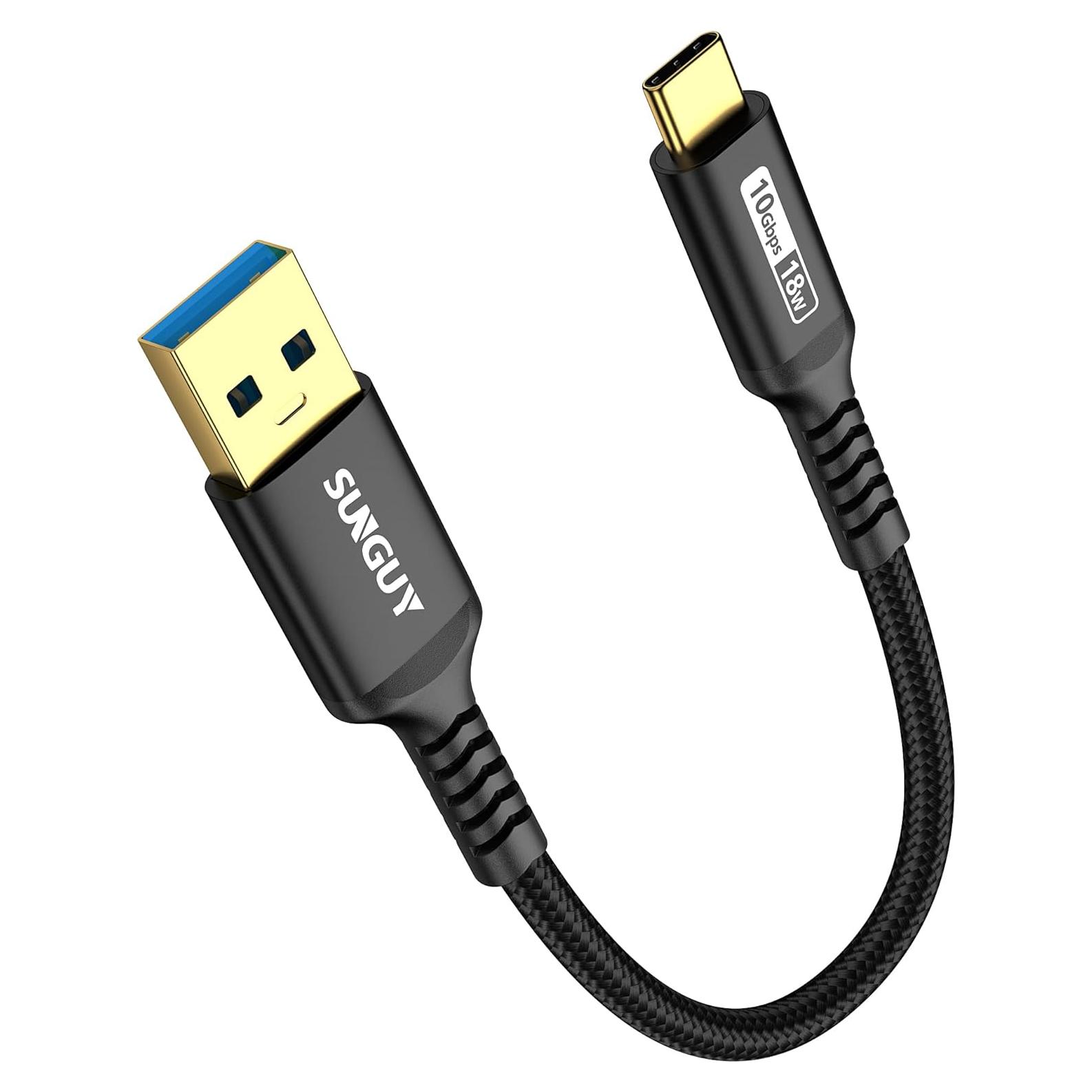 Cable USB C 3.1 SUNGUY 15 cm 10Gbps Carga Rápida 3A