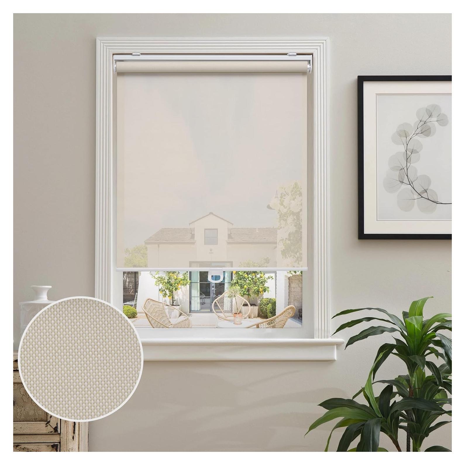 Cortina Roller Sin Cable AOSKY 58x91 cm Beige Filtrante UV