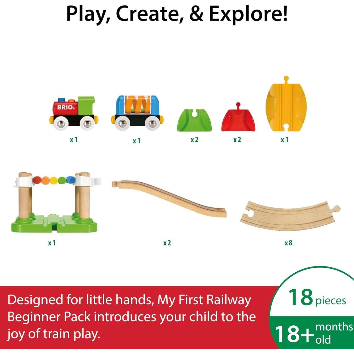 Juego de Tren de Madera BRIO - Mi Primer Ferrocarril 18 Piezas