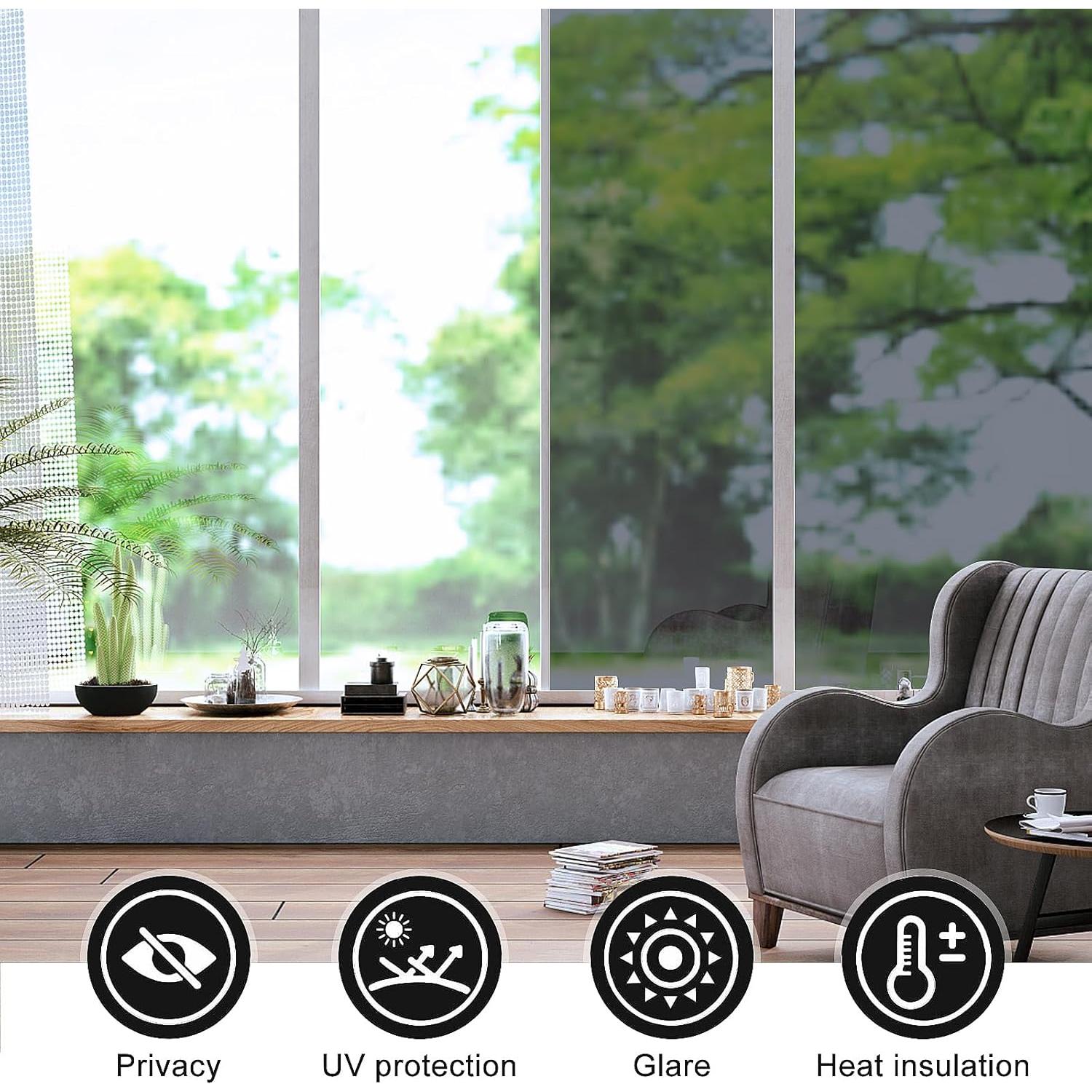 Película de Privacidad LULUETPUE 44.5x200cm Reflectante UV