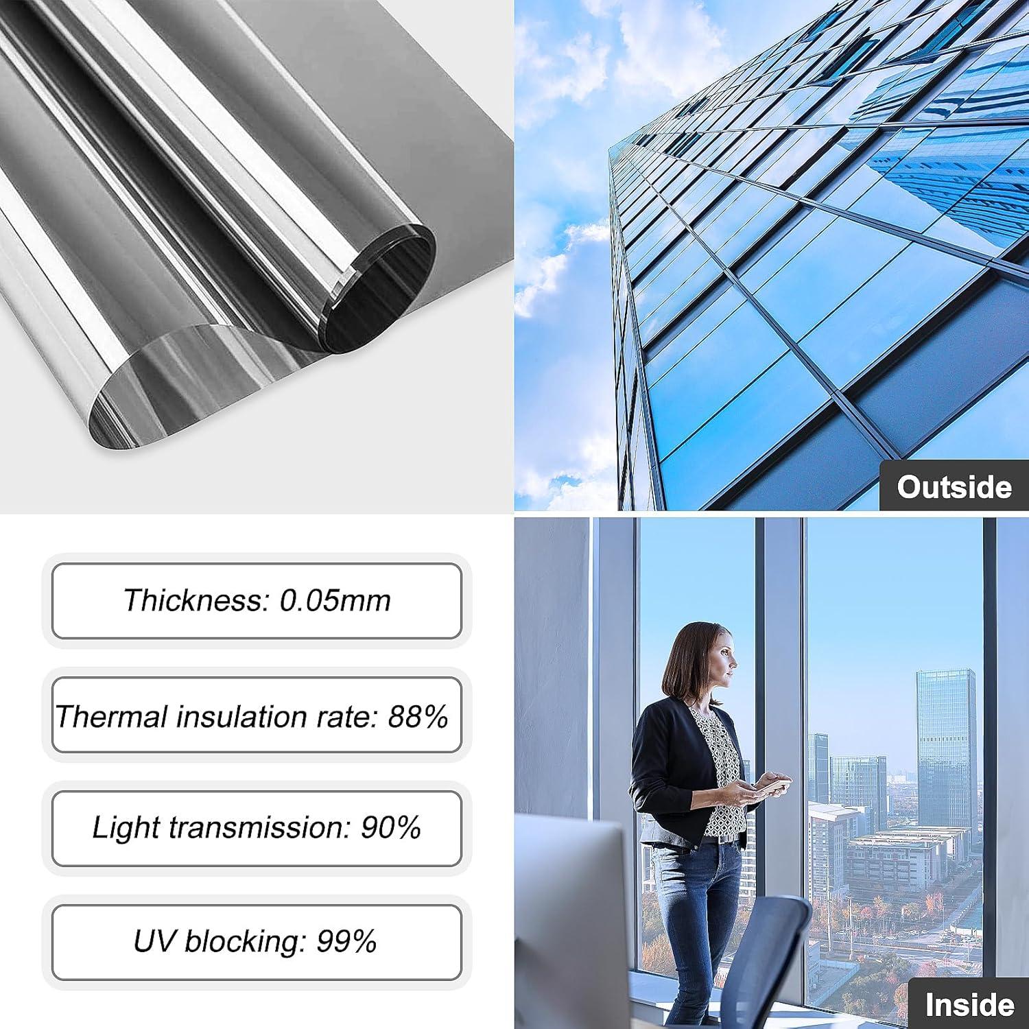 Película de Privacidad LULUETPUE 44.5x200cm Reflectante UV