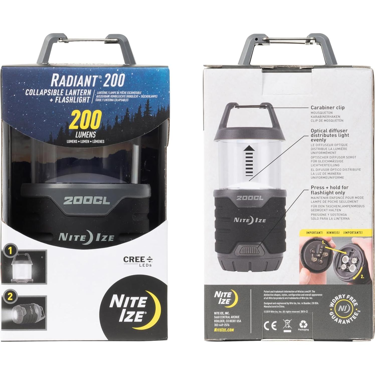 Linterna LED Plegable Nite Ize Radiant 200 Lúmenes Camping