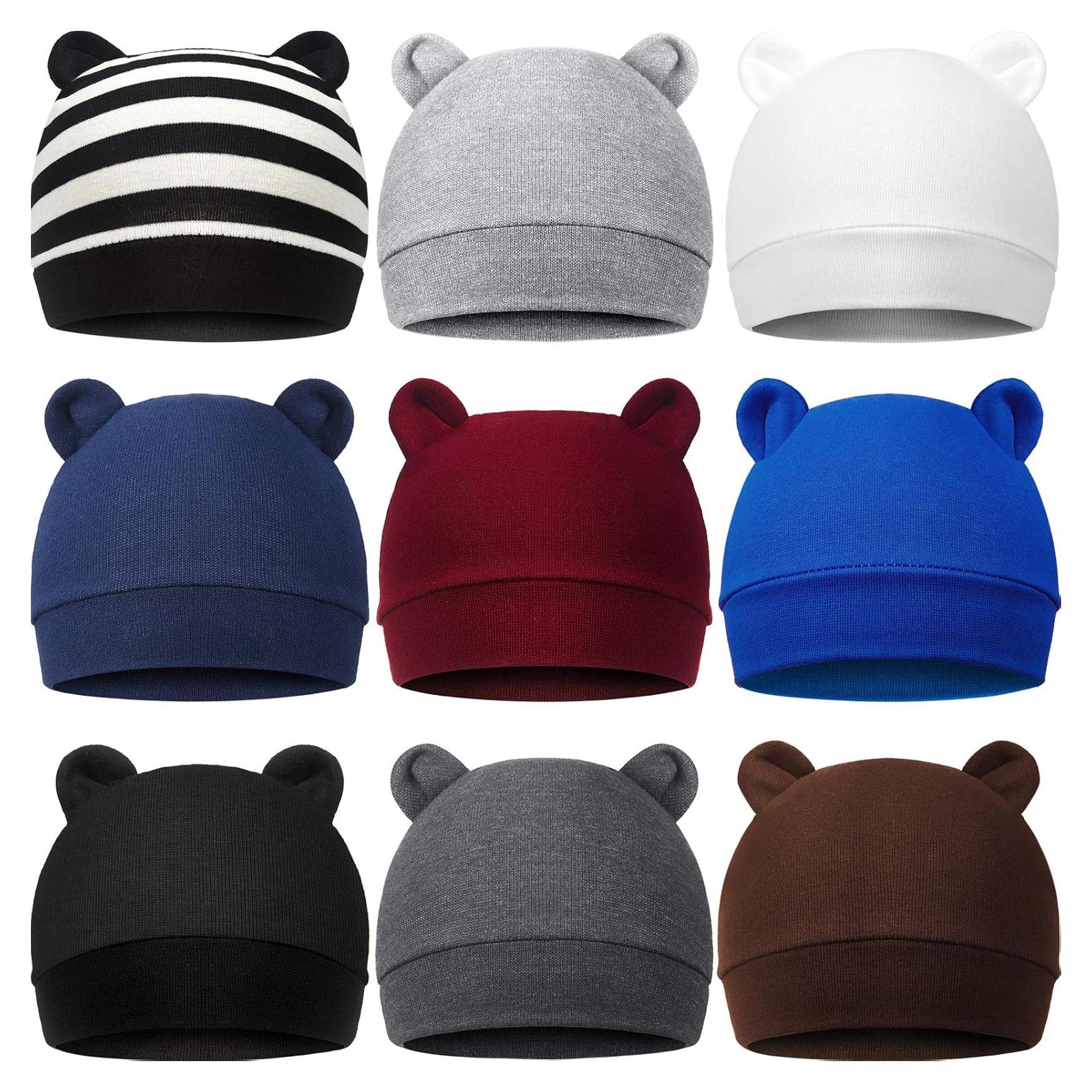 Gorros para Bebé Geyoga 9 Piezas Oso Orejas 0-3 Meses