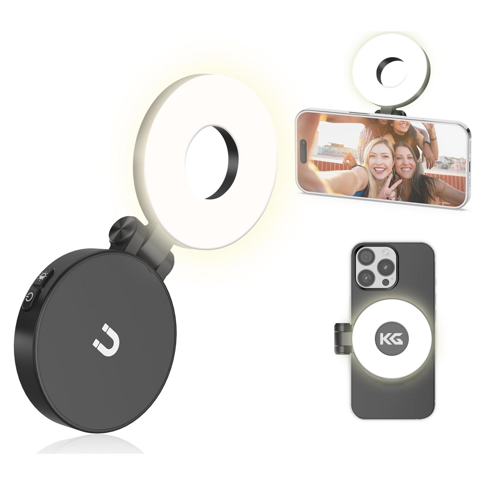 Luz de Selfie Magnética KraftGeek para iPhone MagSafe Negra