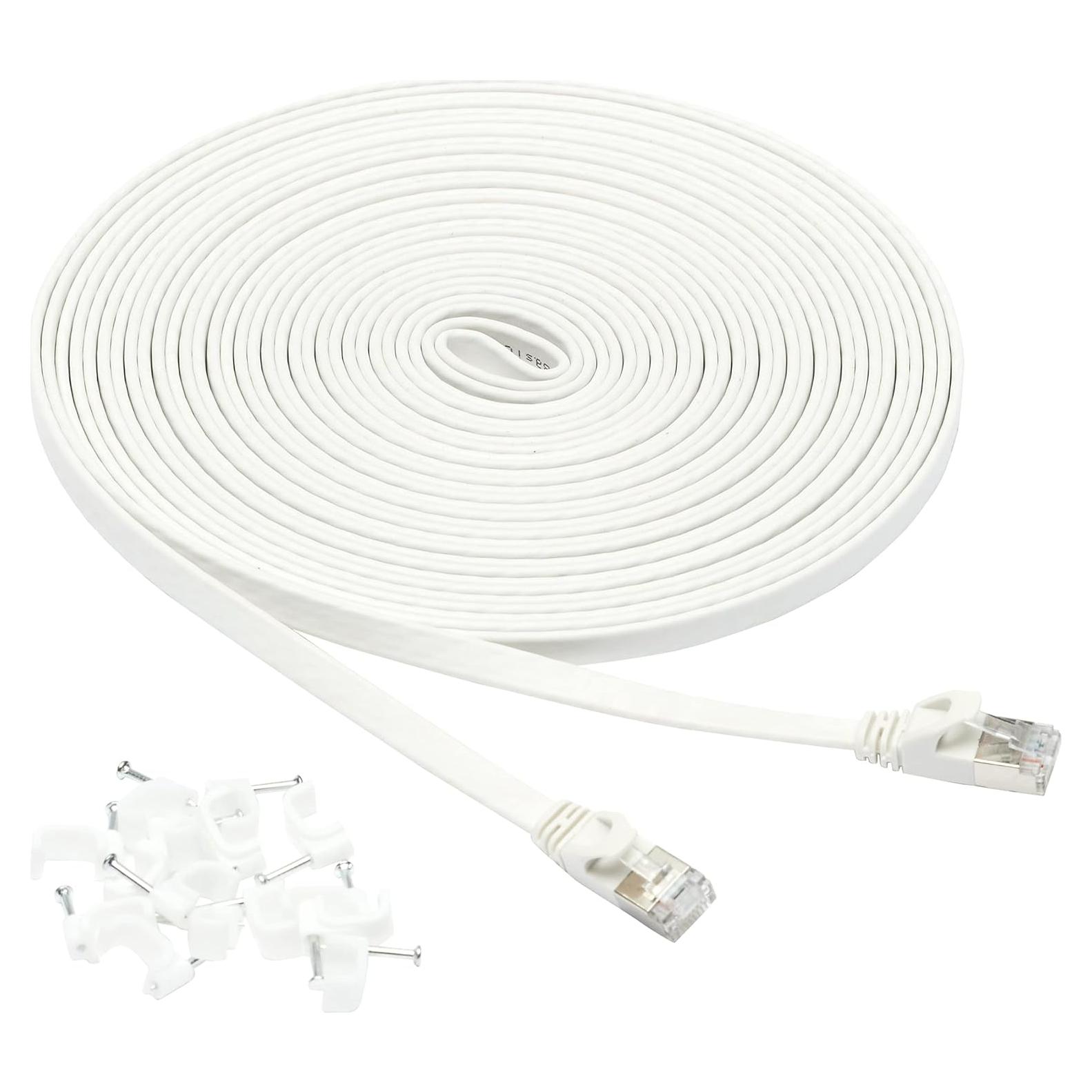 Cable Ethernet RJ45 Cat 7 Amazon Basics 9.14m Blanco con Clavos