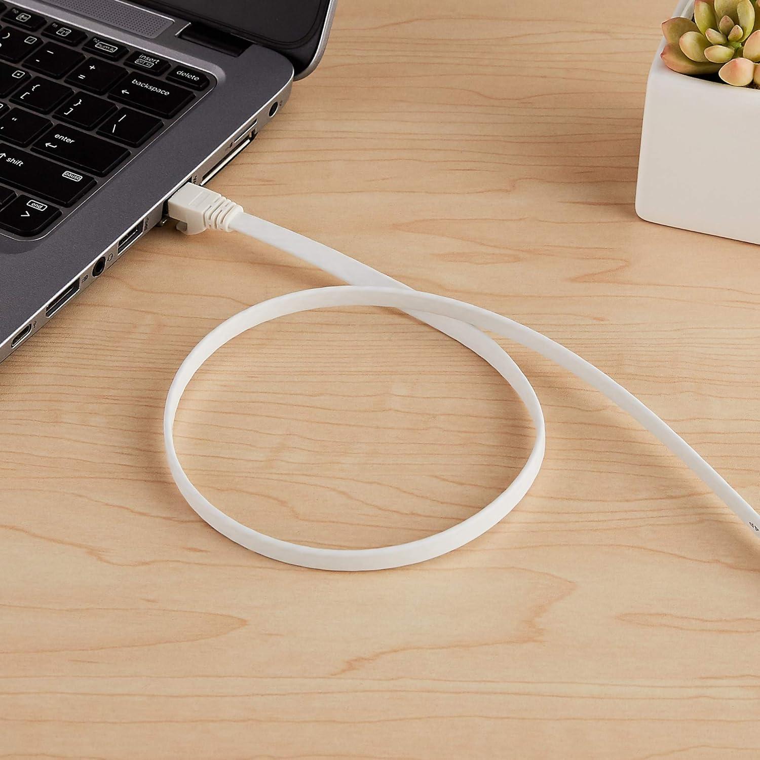 Cable Ethernet RJ45 Cat 7 Amazon Basics 9.14m Blanco con Clavos