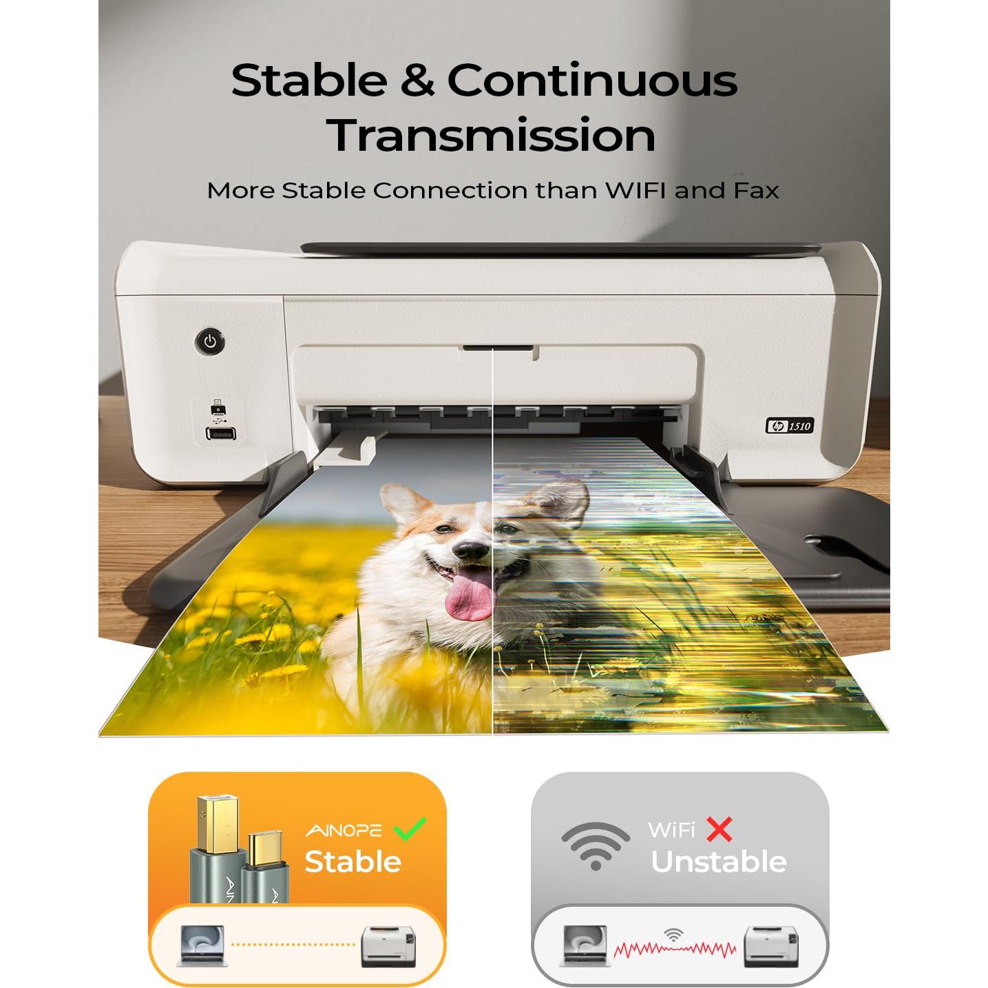 Cable USB A a B AINOPE 2M Alta Velocidad Nylon Gris