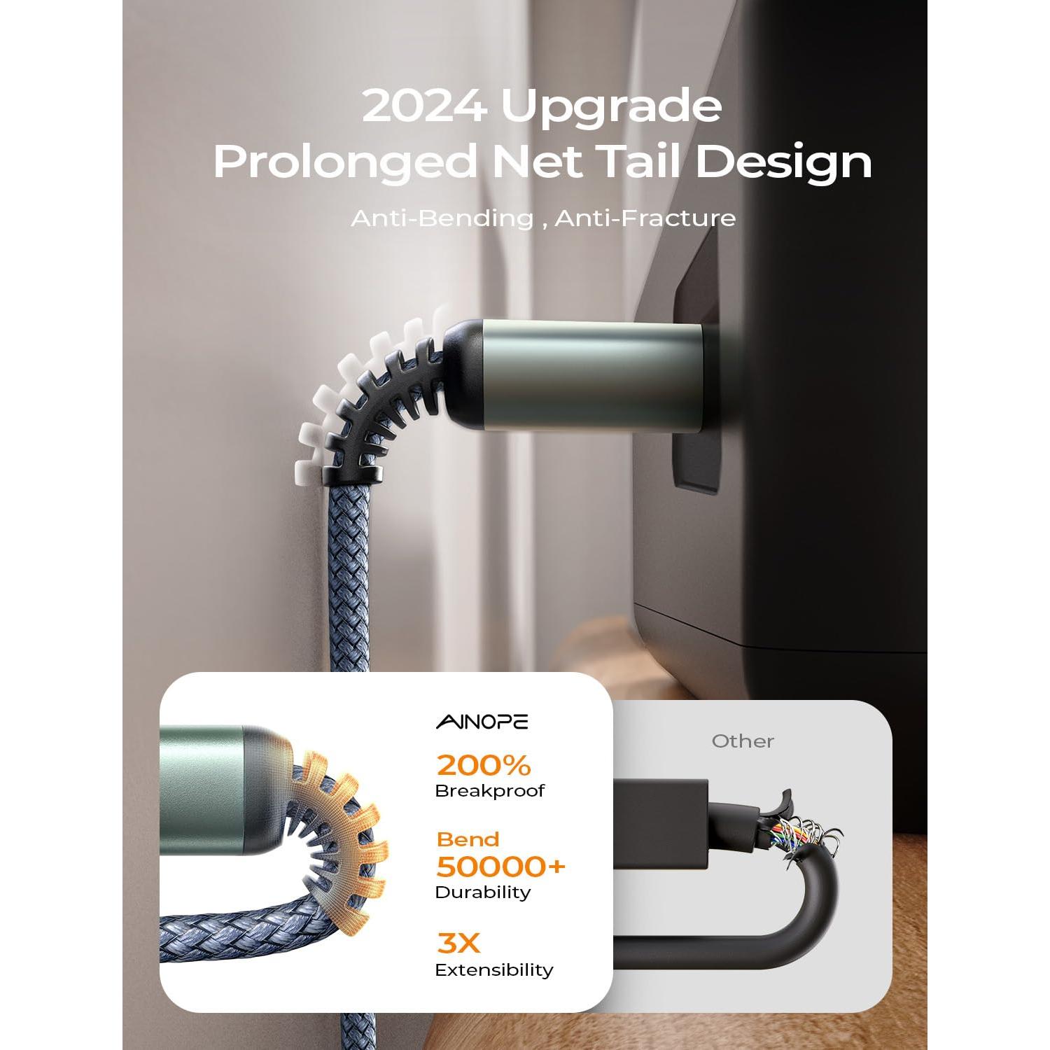 Cable USB A a B AINOPE 2M Alta Velocidad Nylon Gris