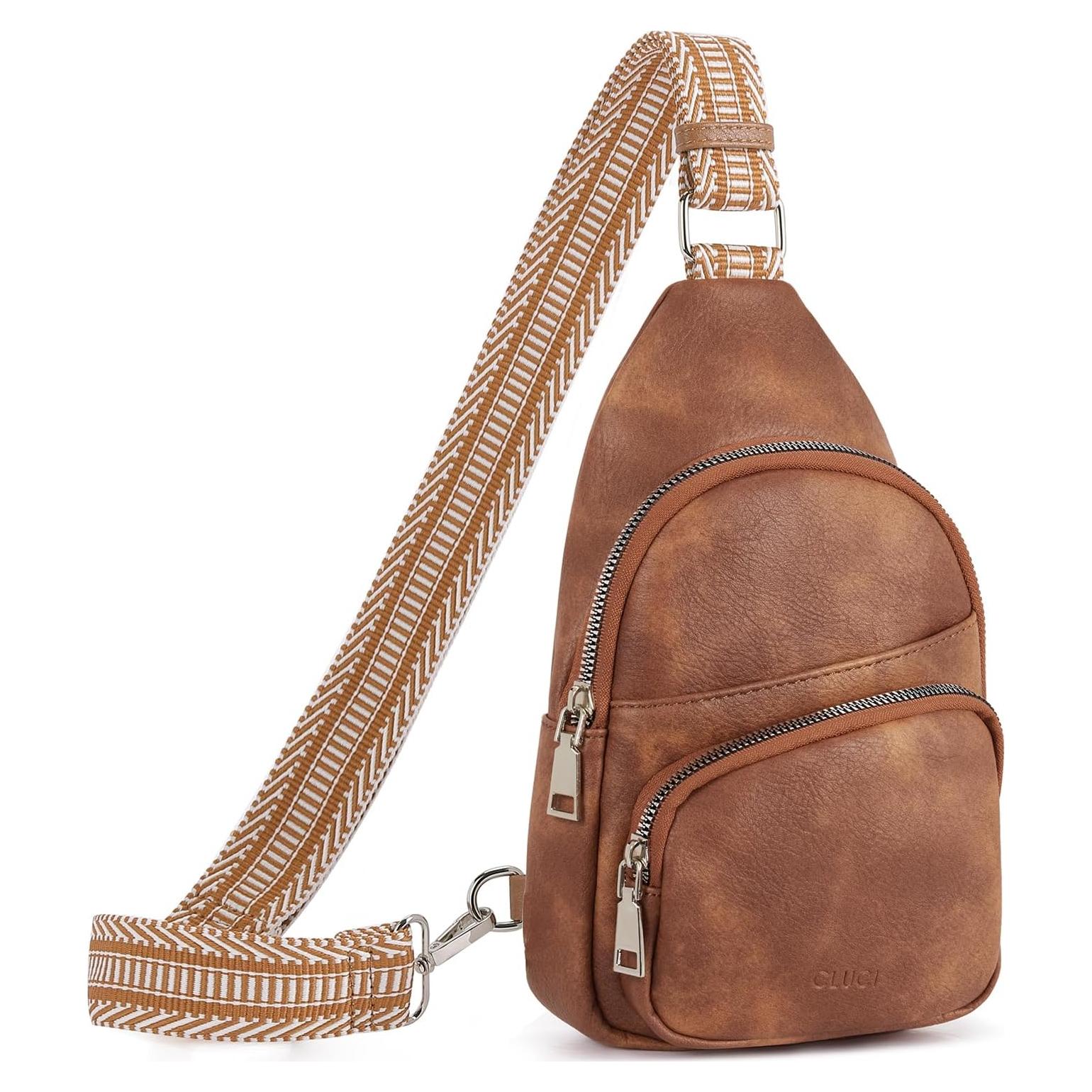 Bolso Bandolera CLUCI de Cuero Vegano para Mujeres - Marrón