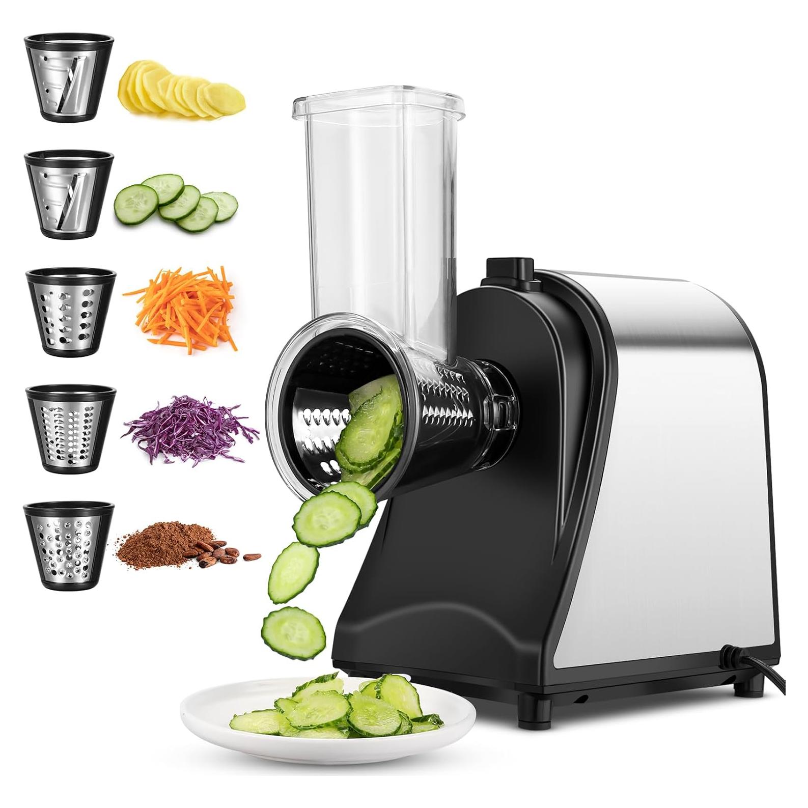 Rallador de Queso Eléctrico Homdox 250W con 5 Accesorios