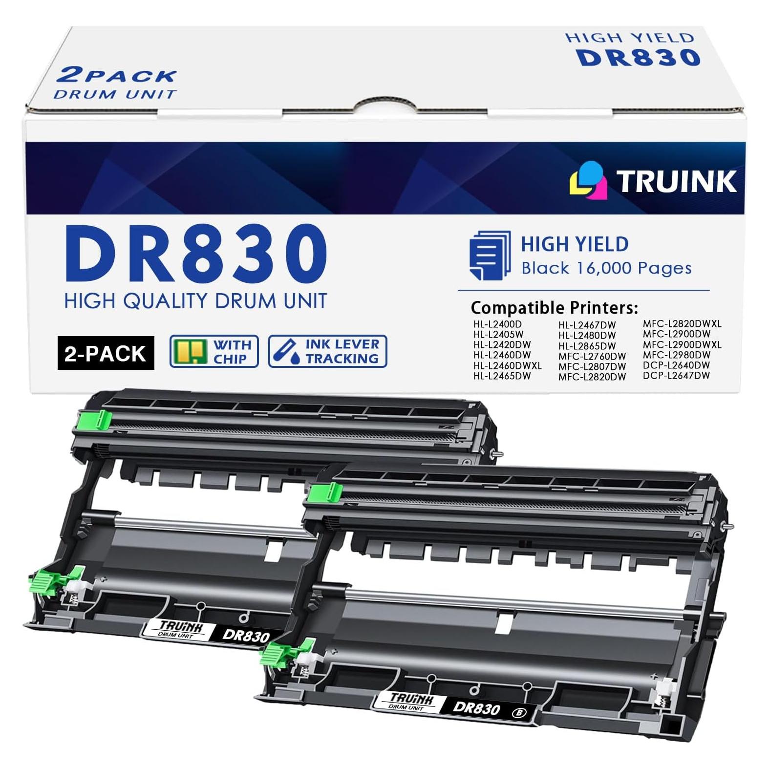 Unidad de tambor TRUINK DR830 - 2 Paquete, 16000 páginas