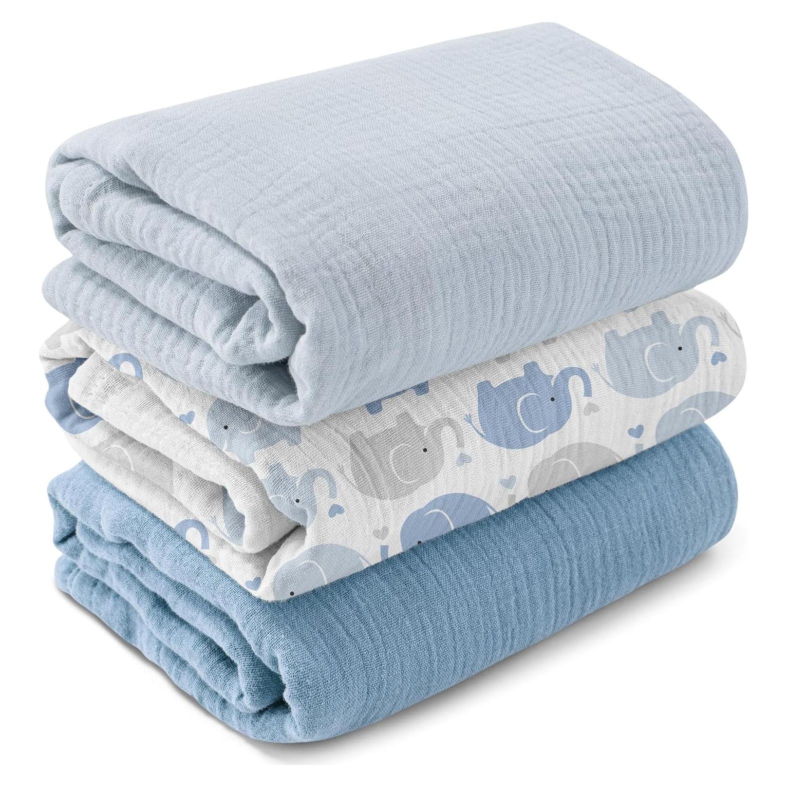 Mantas de Muselina GLLQUEN BABY - Paquete de 3, 96.5x101.6cm