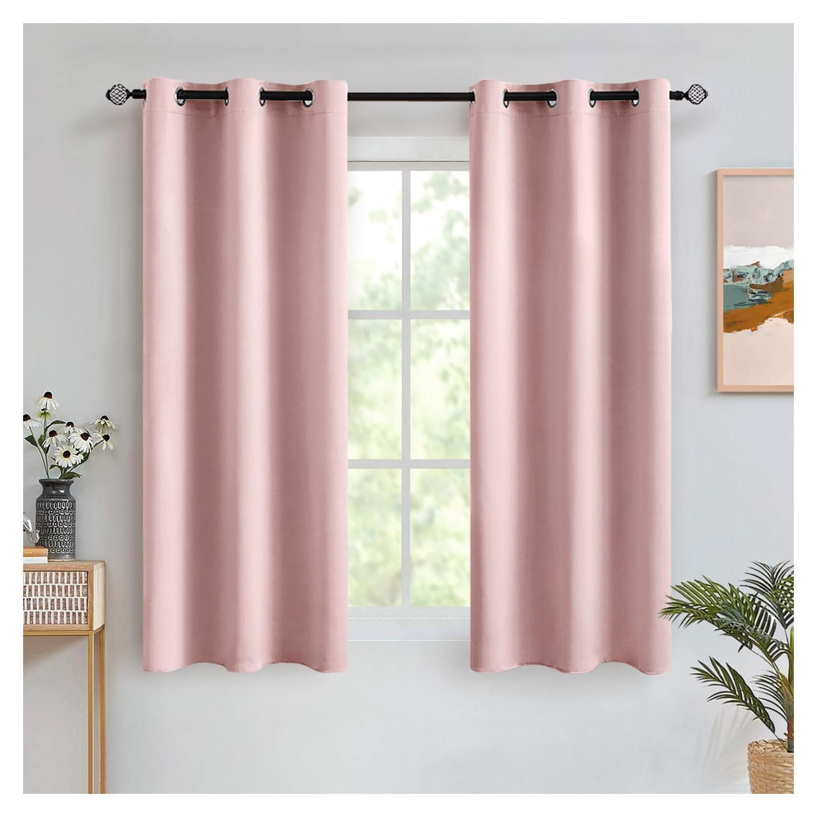 Cortinas Opacas MIULEE 2 Paneles 106.68 x 160.02 cm Rosa Bebé