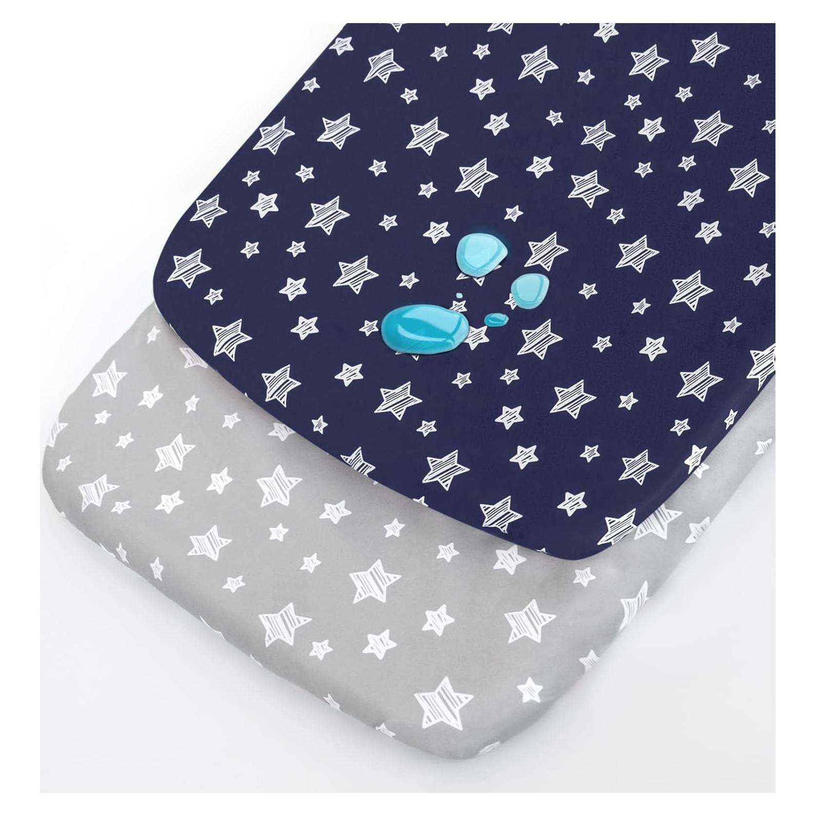 Sábanas Impermeables para Cuna Lateral Moonsea 2 Piezas Gris Marino